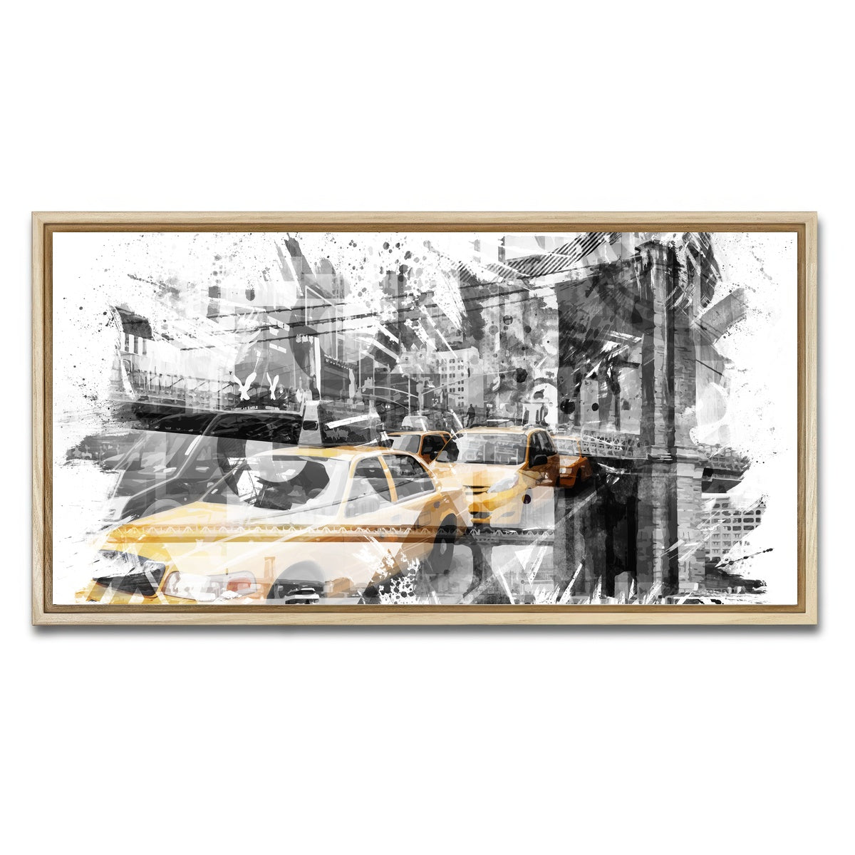 AUTO-MOCKUP WHITE | Modern Art NYC Collage | 1 Piece | Natural Framed Canvas | group=2x1