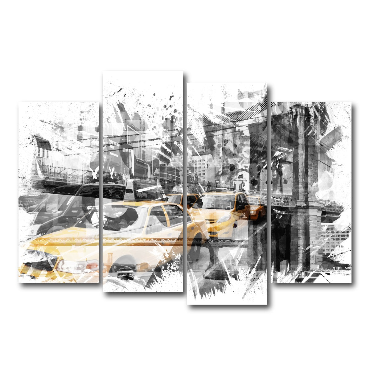 AUTO-MOCKUP WHITE | Modern Art NYC Collage | 4 Piece | Gallery Wrap Canvas | group=4_normal
