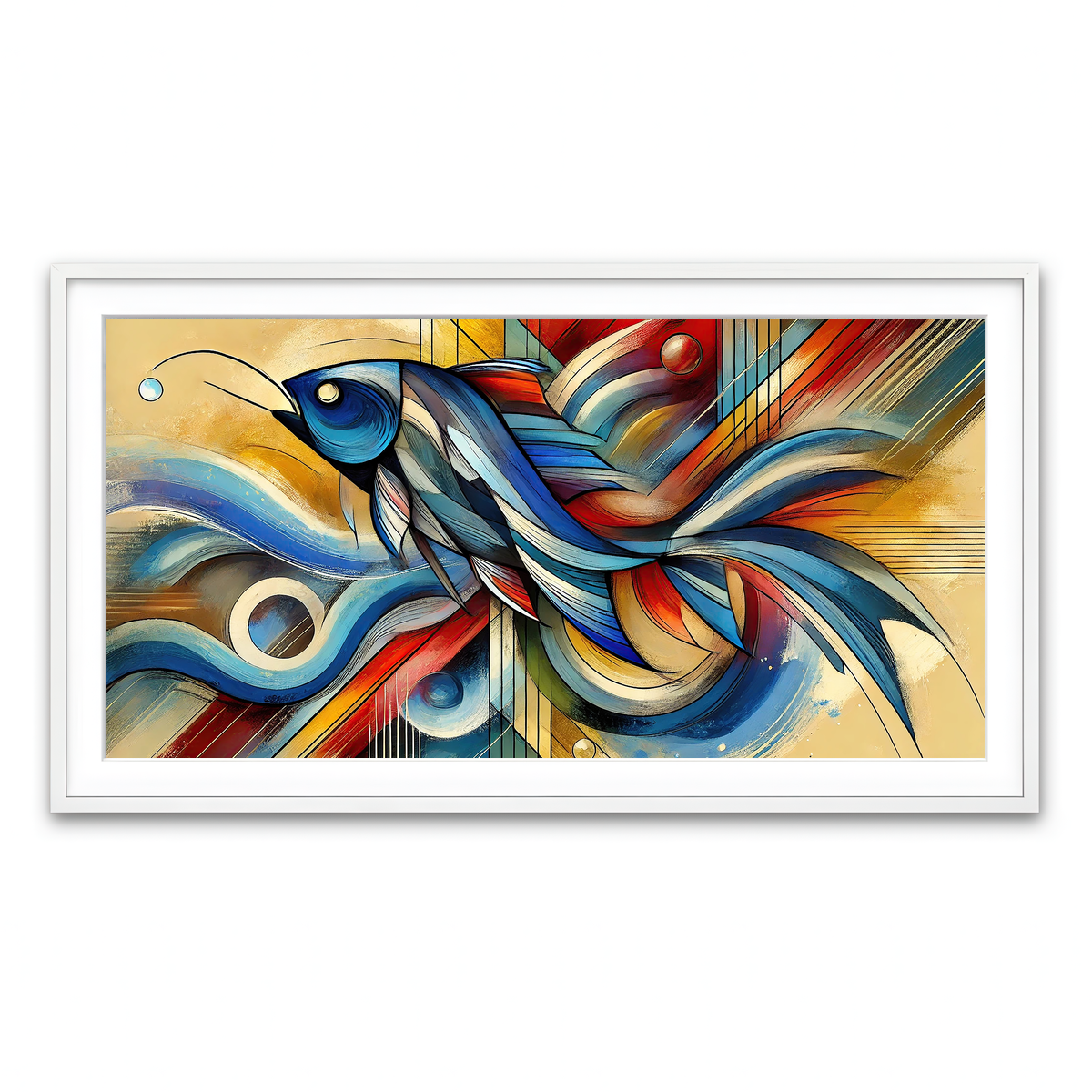 Framed Print 2x1 White