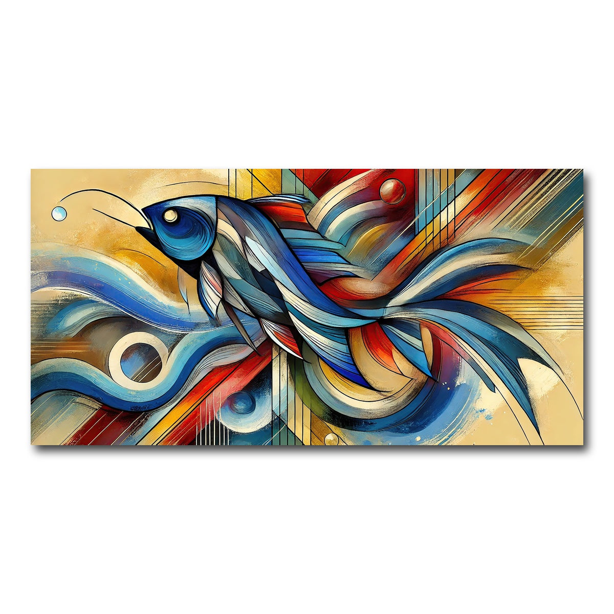 AUTO-MOCKUP WHITE | Modern Fish Art | 1 Piece | Gallery Wrap Canvas | group=2x1