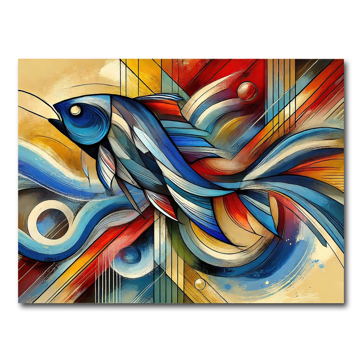 AUTO-MOCKUP WHITE | Modern Fish Art | 1 Piece | Gallery Wrap Canvas | group=4x3
