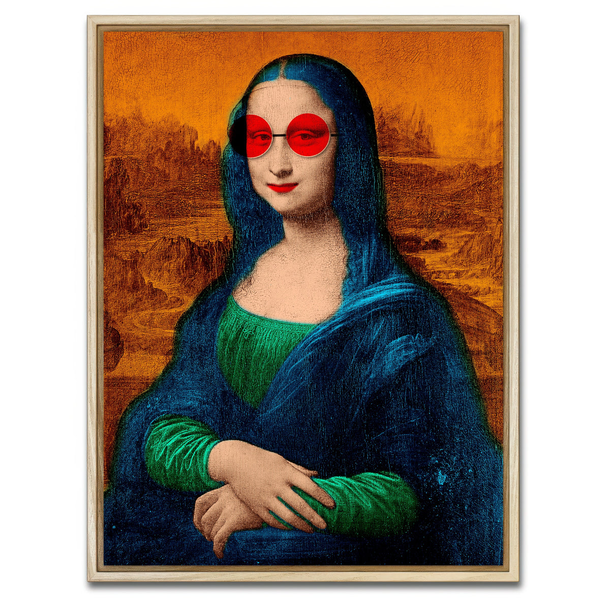 AUTO-MOCKUP WHITE | Mona Lisa Glasses Wall Art | 1 Piece | Natural Frame | group=3x4
