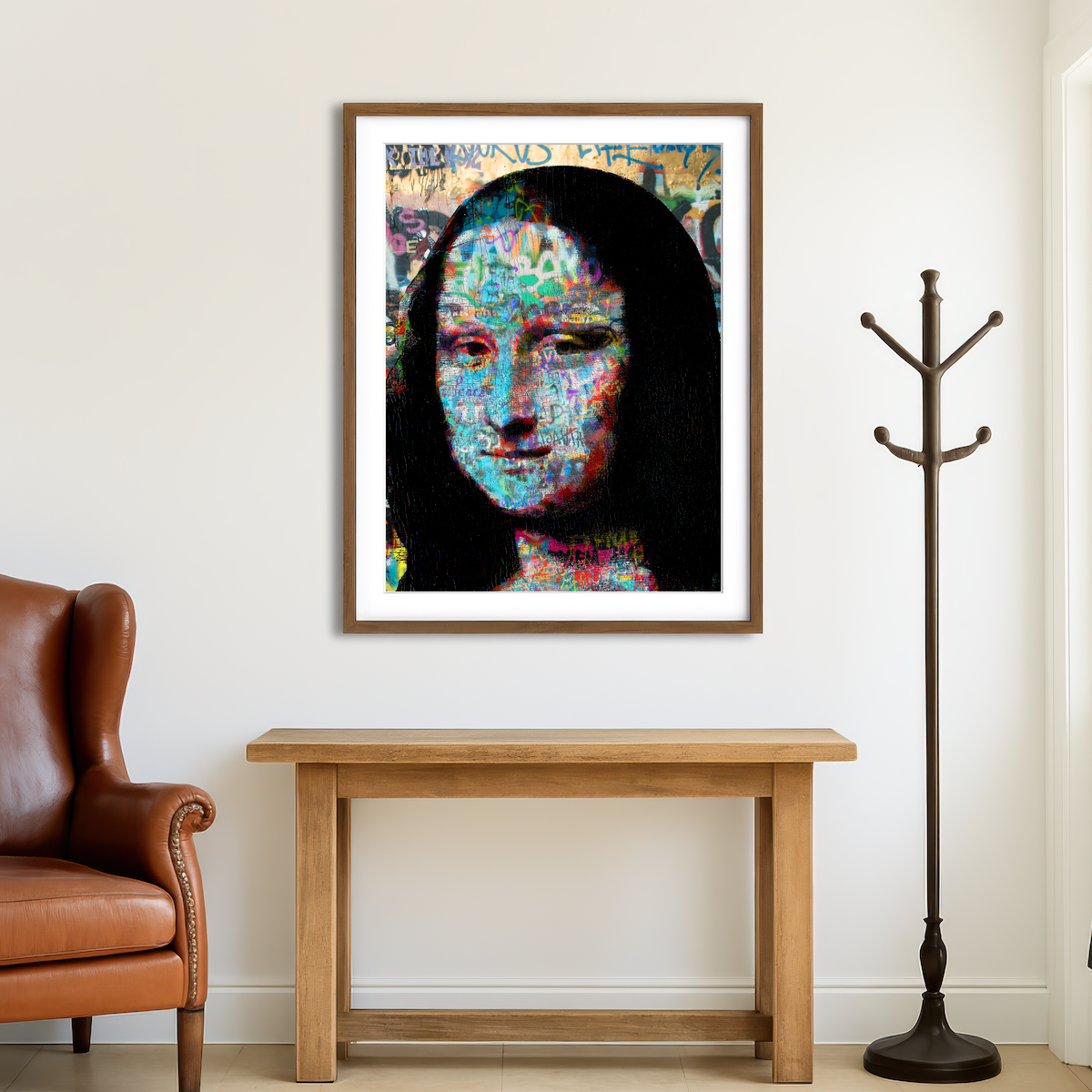 AUTO-MOCKUP ROOM | Mona Lisa Heavy Graffiti Wall Art