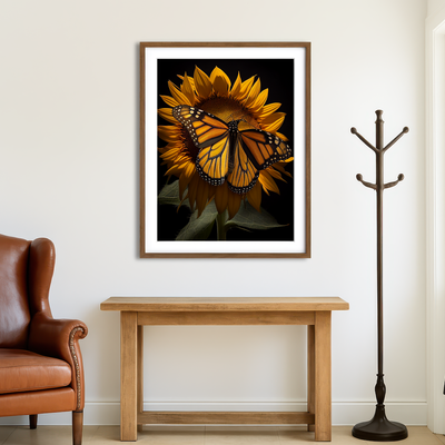 AUTO-MOCKUP ROOM | Monarch Butterfly and Sunflower Wall Art