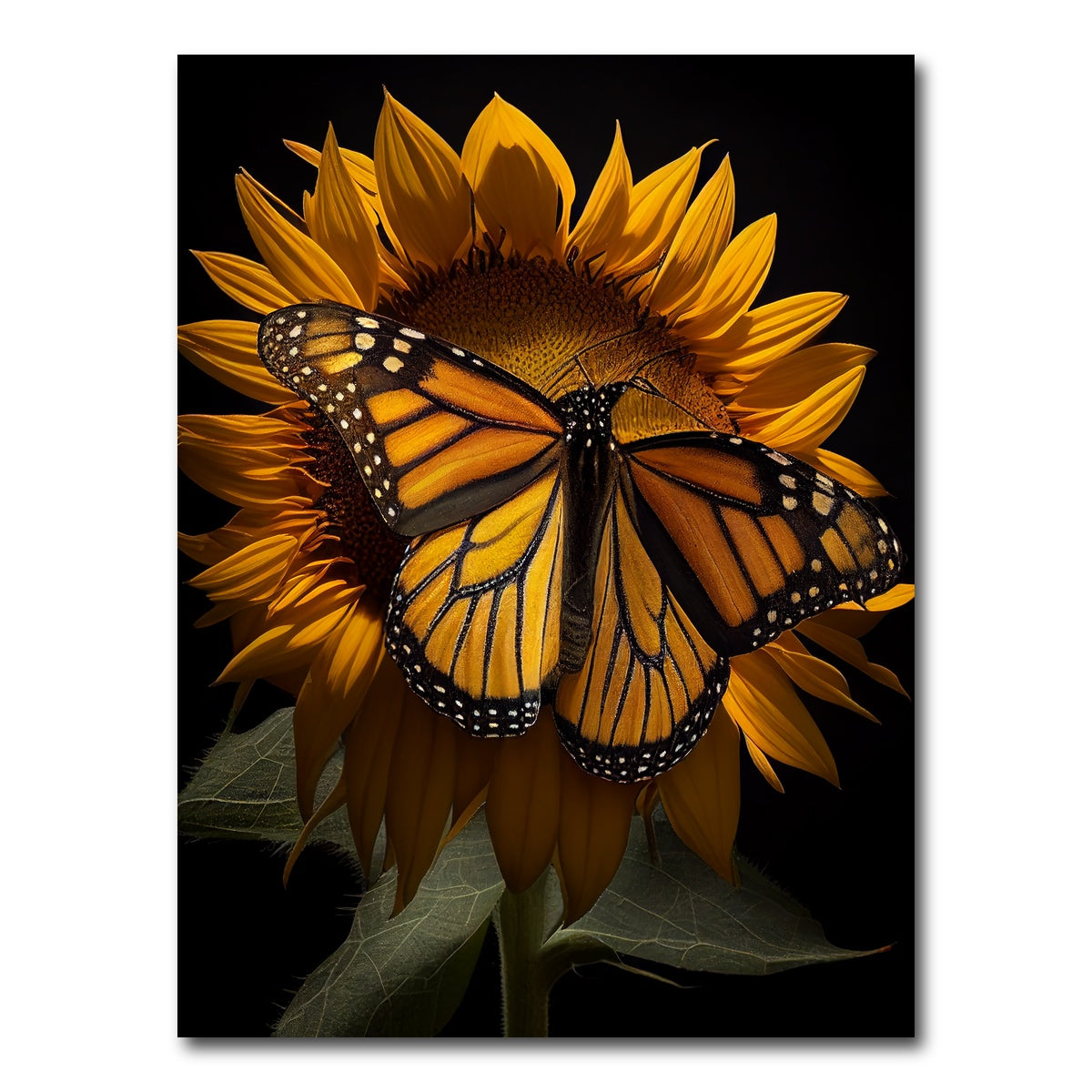 AUTO-MOCKUP WHITE | Monarch Butterfly and Sunflower | 1 Piece | Gallery Wrap Canvas | group=3x4