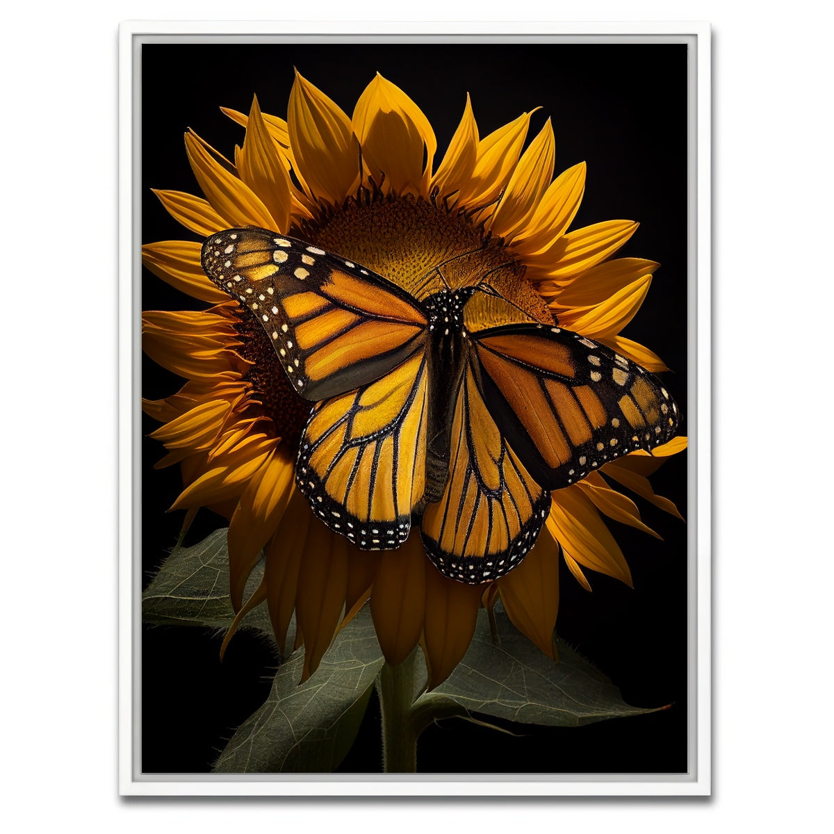 AUTO-MOCKUP WHITE | Monarch Butterfly and Sunflower | 1 Piece | White Framed Canvas | group=3x4