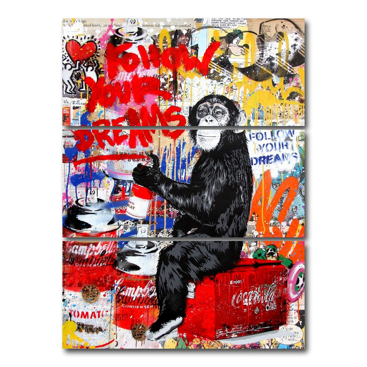 AUTO-MOCKUP WHITE | Monkey Business | 3 Piece | Gallery Wrap Canvas | group=8x18_stacked