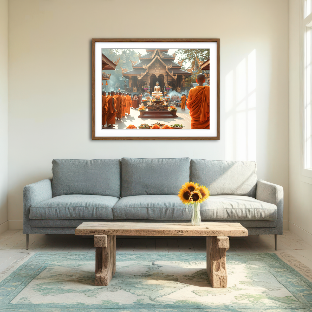 AUTO-MOCKUP ROOM | Monks in Saffron Robes Wall Art