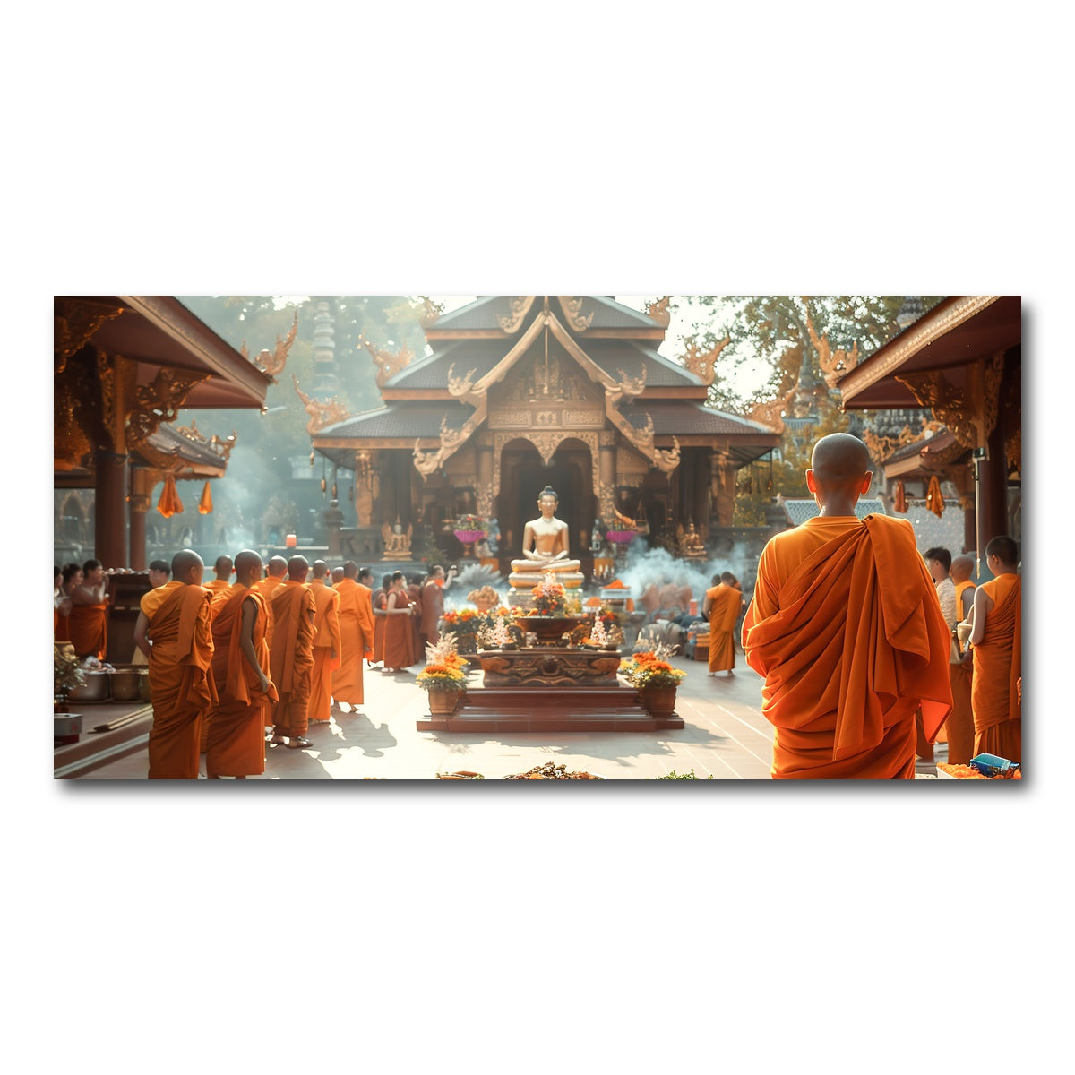 AUTO-MOCKUP WHITE | Monks in saffron robes | 1 Piece | Gallery Wrap Canvas | group=2x1