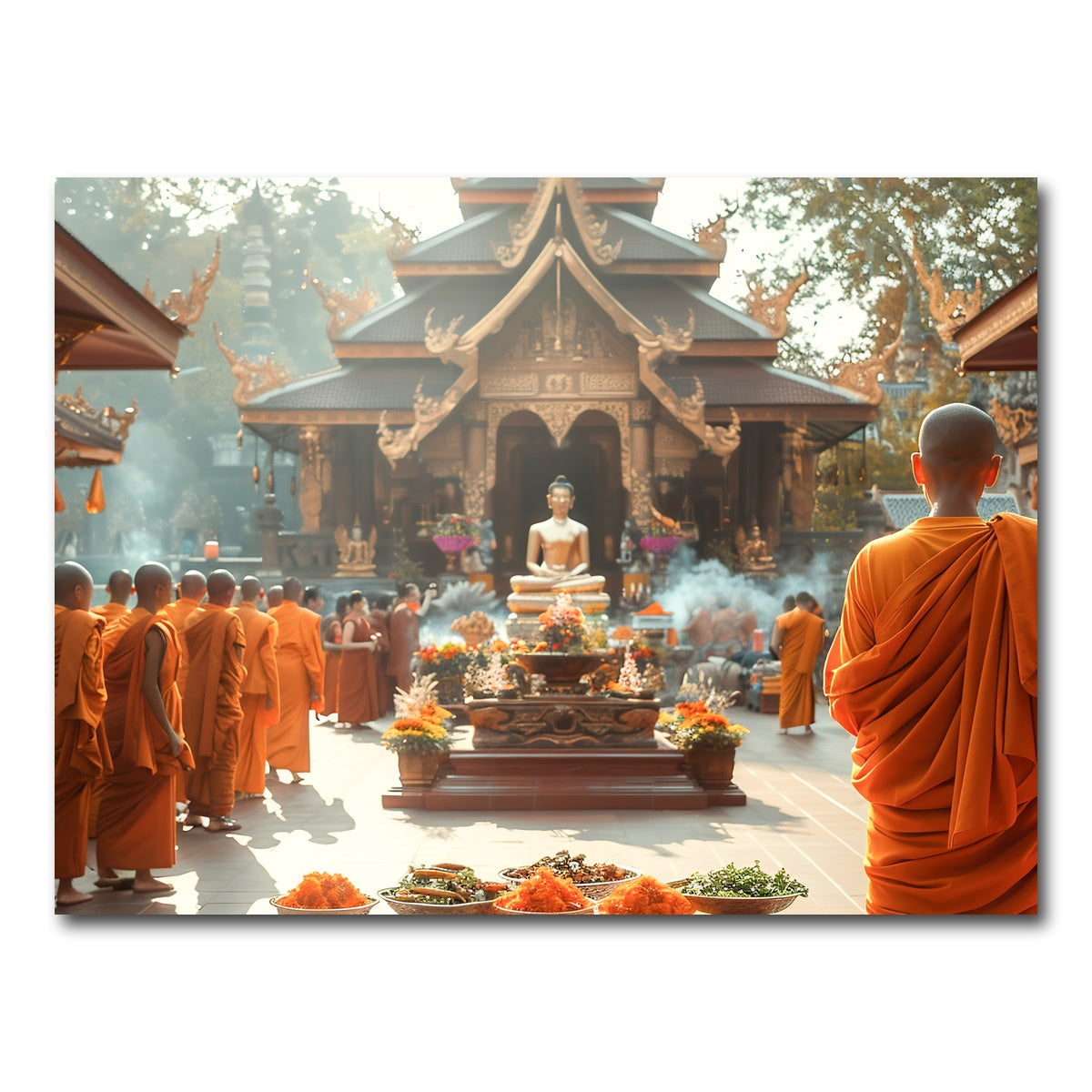 AUTO-MOCKUP WHITE | Monks in saffron robes | 1 Piece | Gallery Wrap Canvas | group=4x3