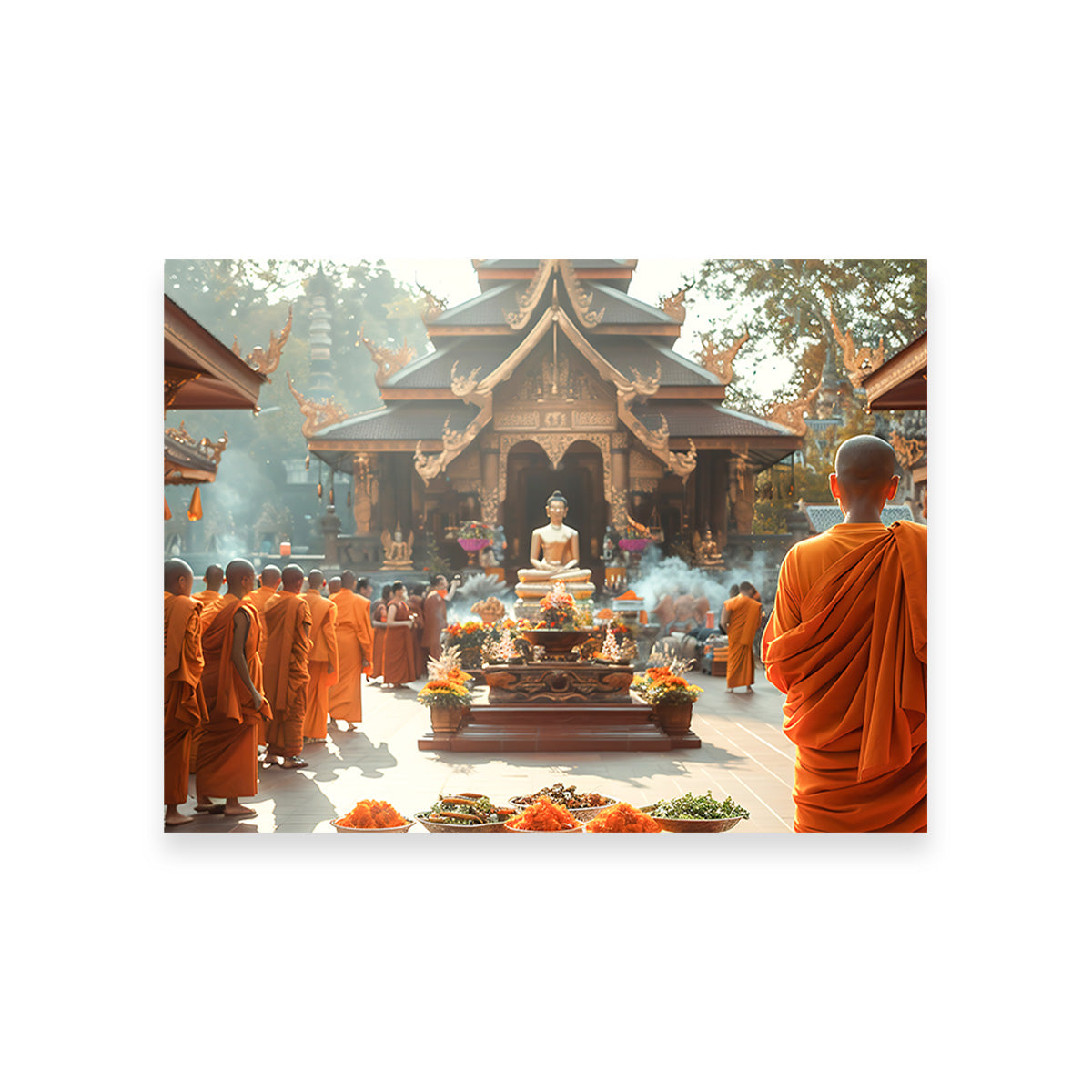 Monks in Saffron Robes Wall Art