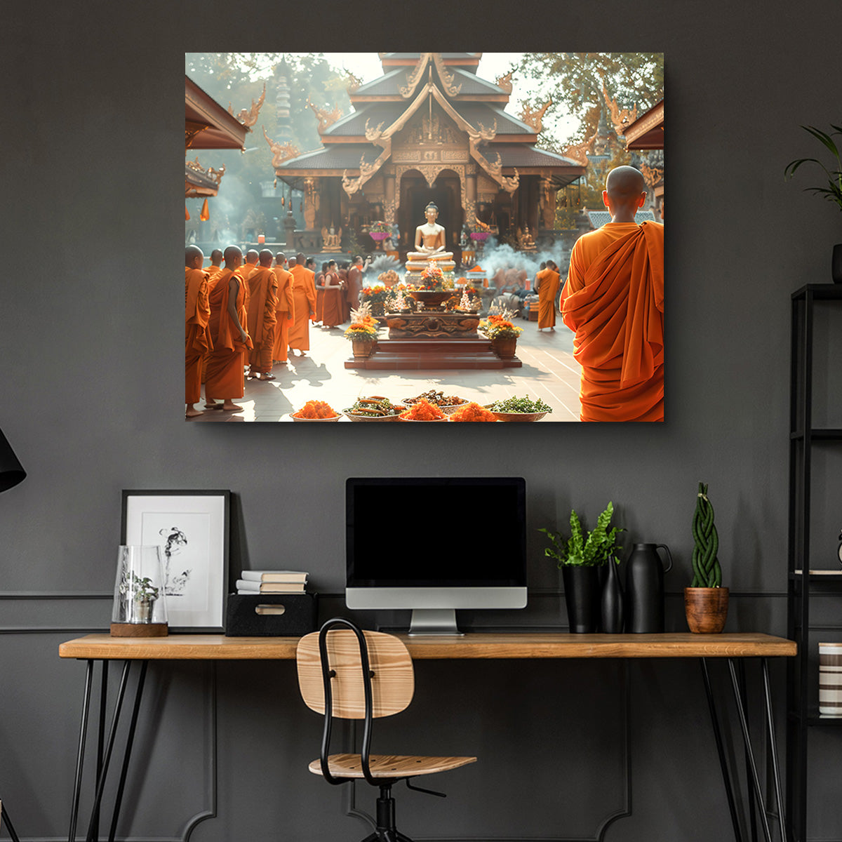 Monks in Saffron Robes Wall Art