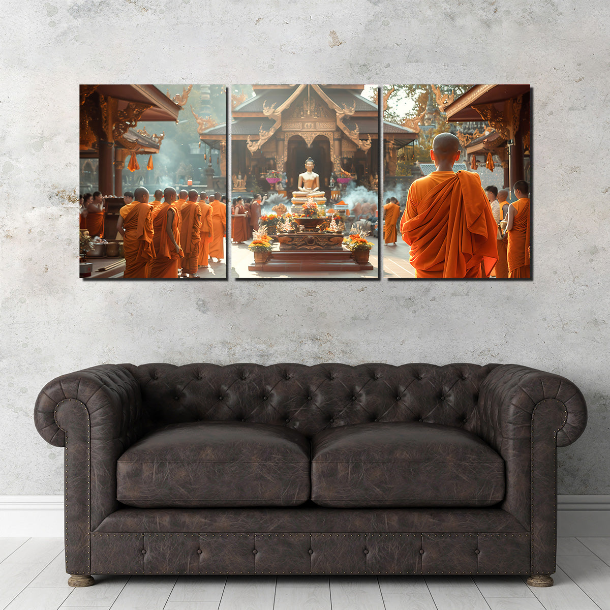 Monks in Saffron Robes Wall Art