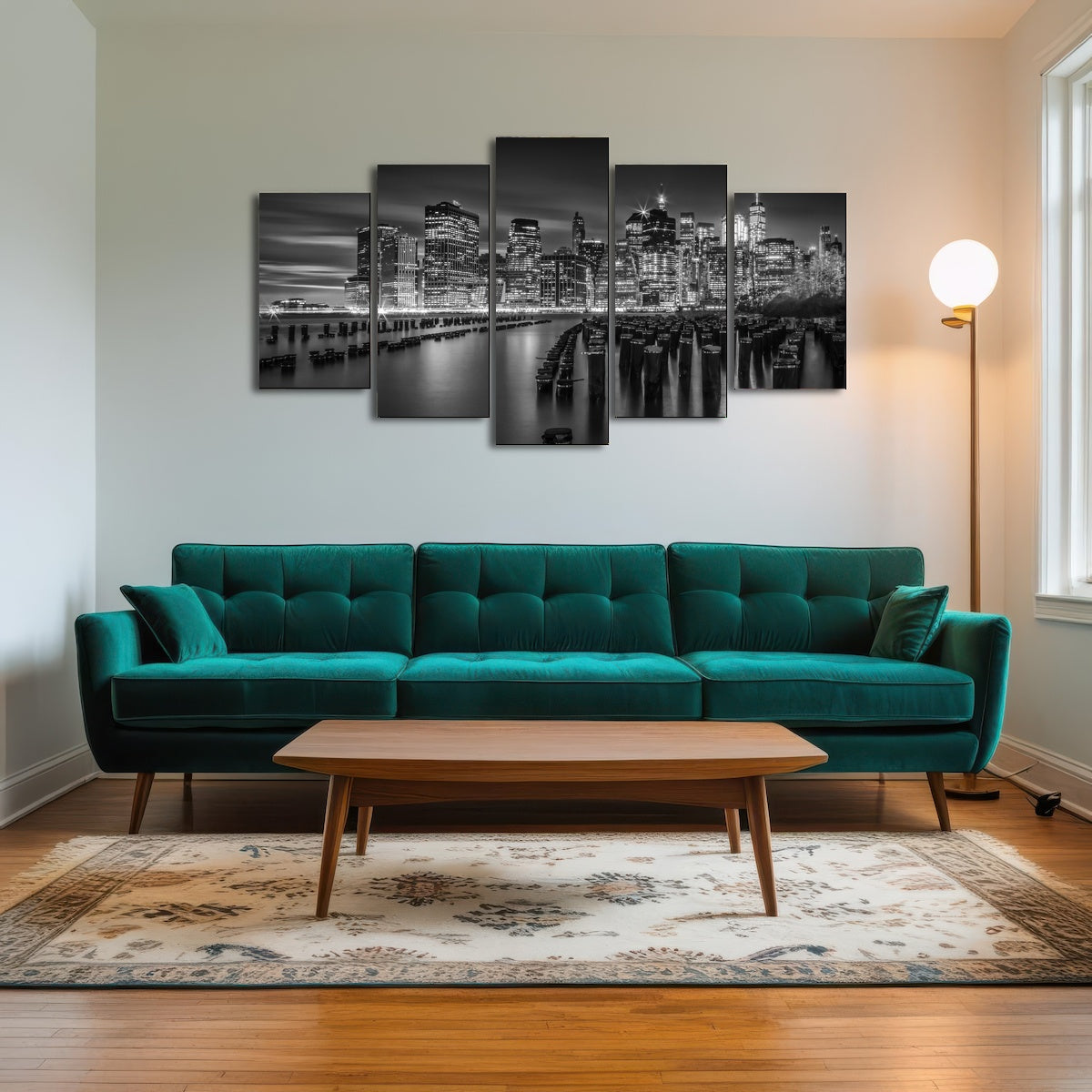 AUTO-MOCKUP ROOM | Monochrome Manhattan Skyline at Sunset