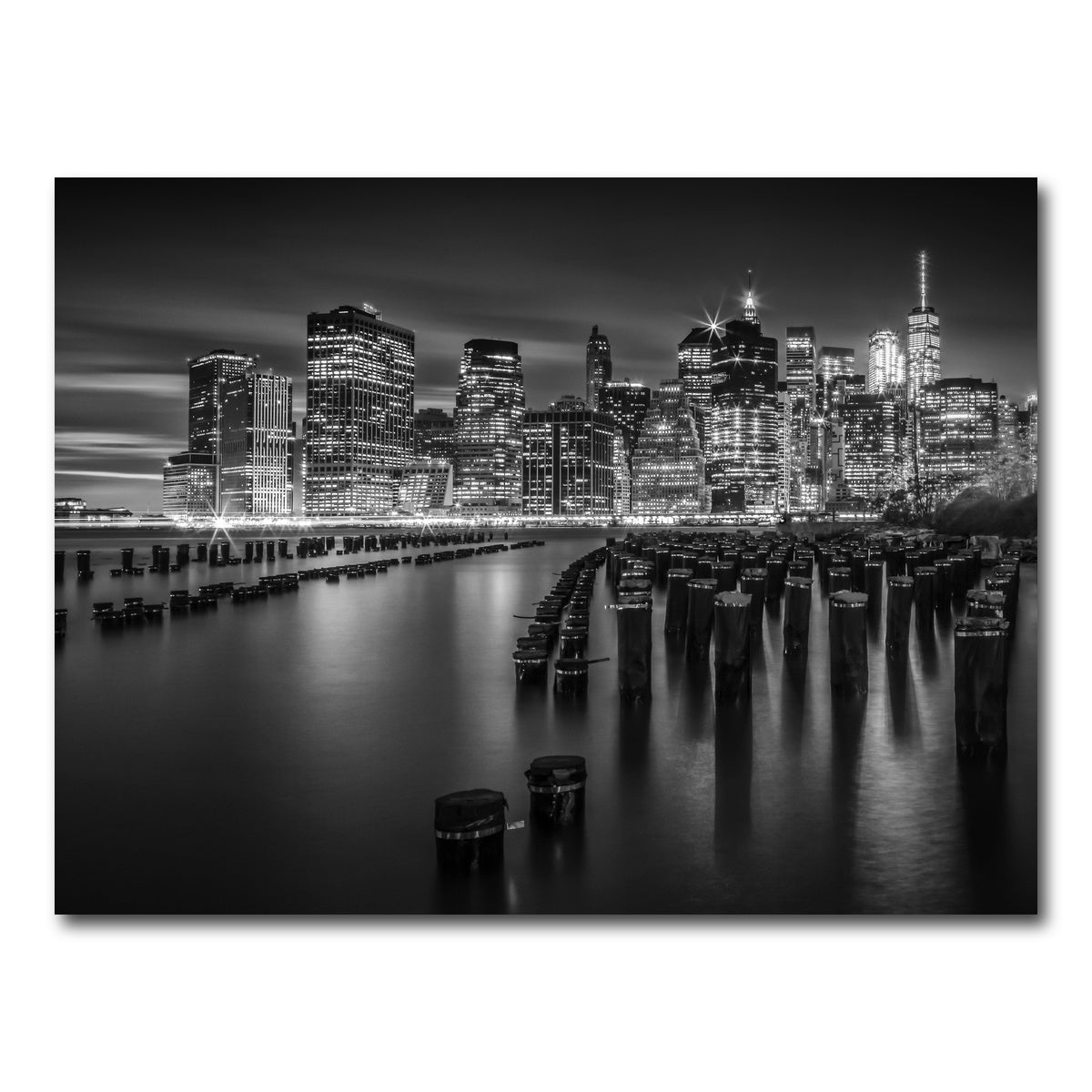 AUTO-MOCKUP WHITE | Monochrome Manhattan Skyline at Sunset | 1 Piece | Gallery Wrap Canvas | group=4x3