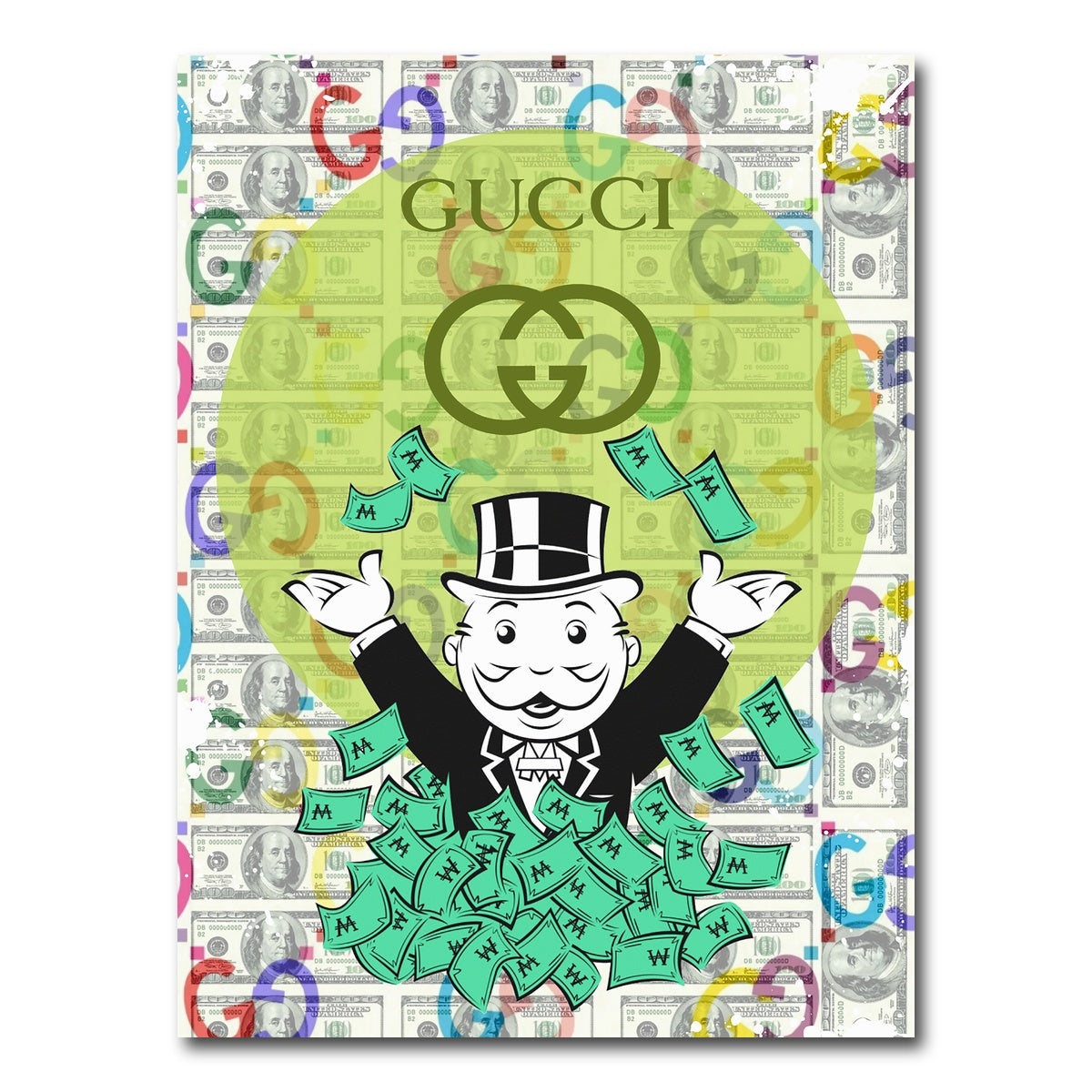 AUTO-MOCKUP WHITE | Monopoly Money GUCCI | 1 Piece | Gallery Wrap Canvas | group=3x4