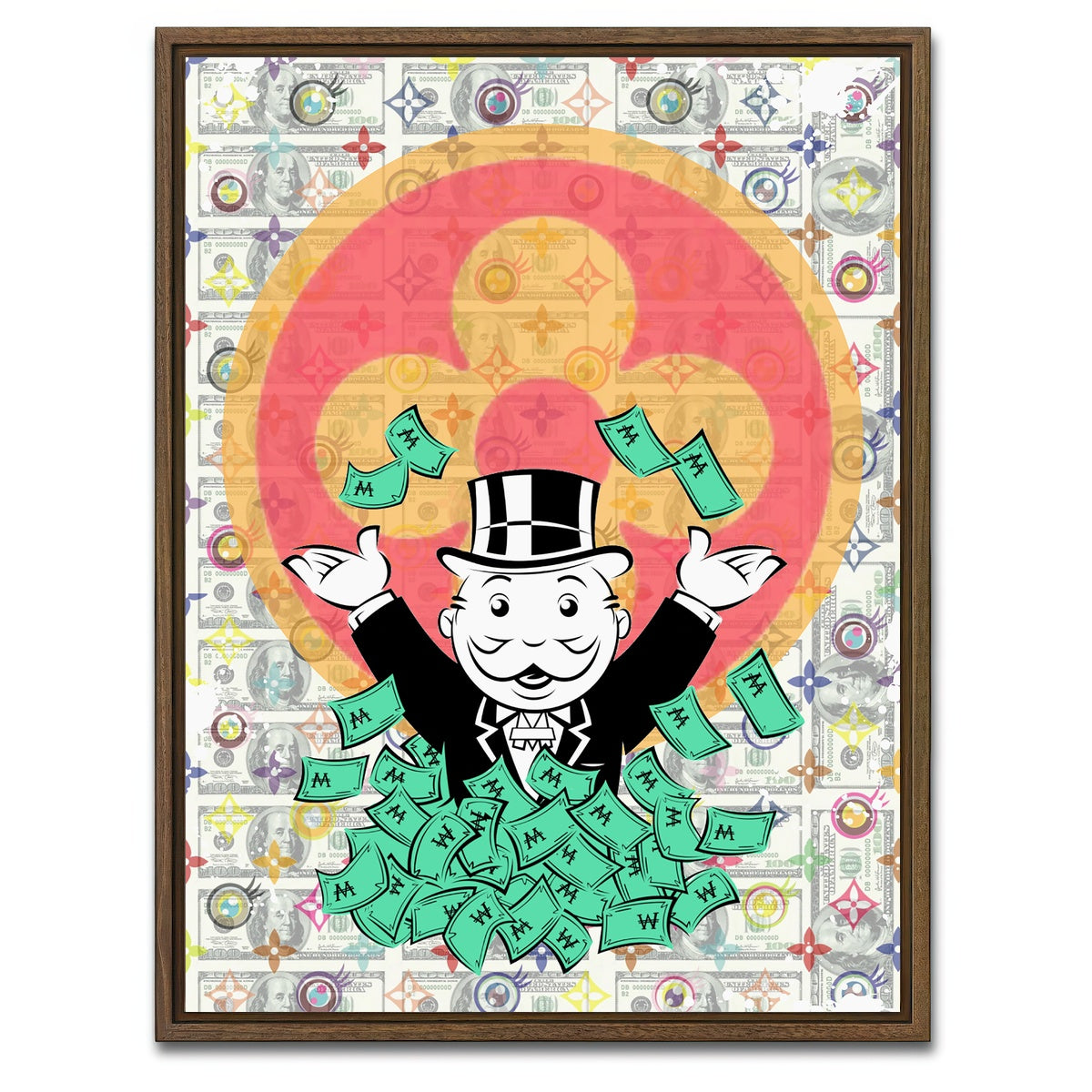 AUTO-MOCKUP WHITE | Monopoly Money LV | 1 Piece | Walnut Framed Canvas | group=3x4