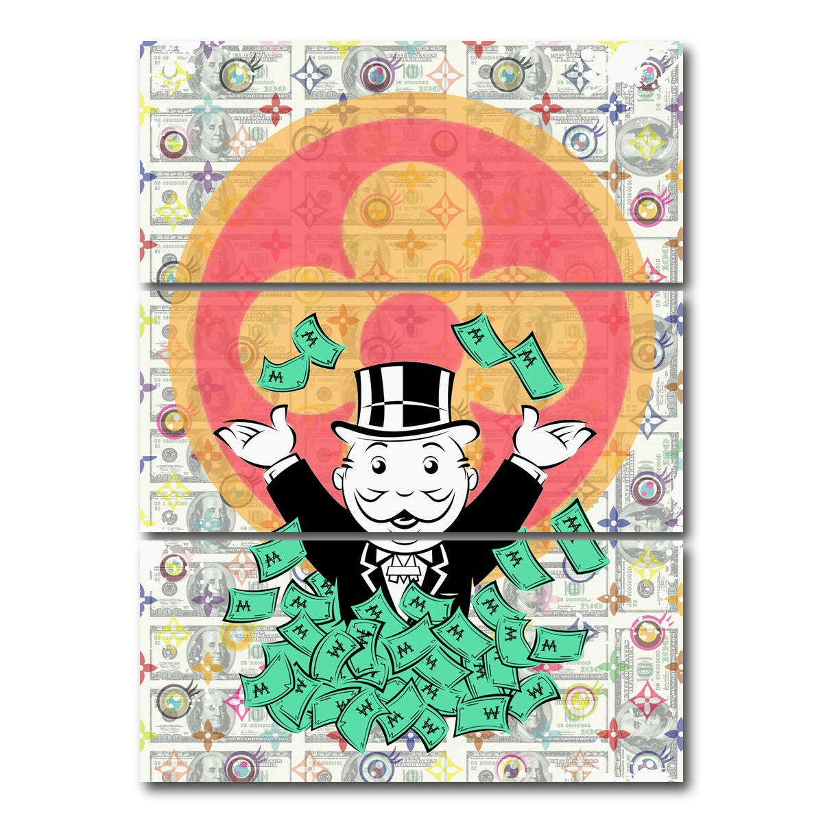 AUTO-MOCKUP WHITE | Monopoly Money LV | 3 Piece | Gallery Wrap Canvas | group=8x18_stacked