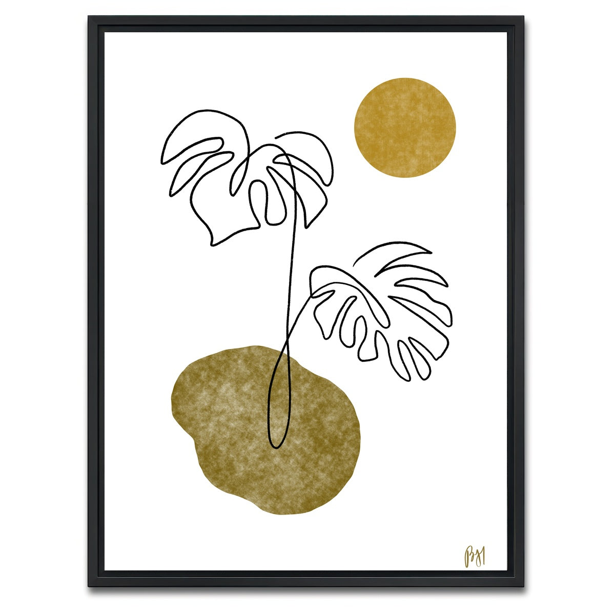 AUTO-MOCKUP WHITE | Monstera Leaves | 1 Piece | Black Framed Canvas | group=3x4