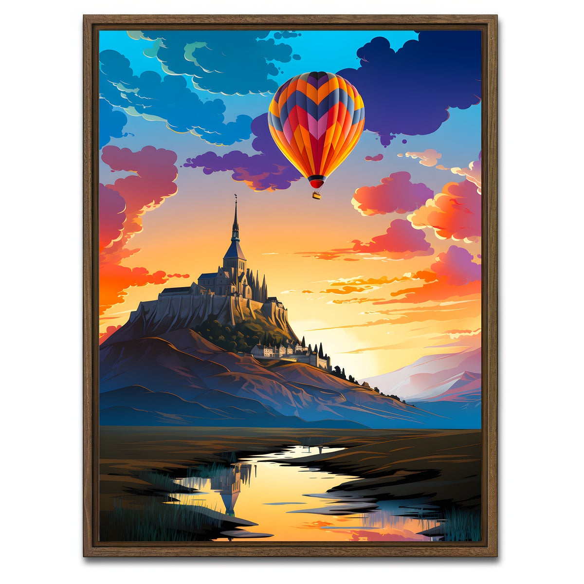 AUTO-MOCKUP WHITE | Mont Saint-Michel | 1 Piece | Walnut Framed Canvas | group=3x4