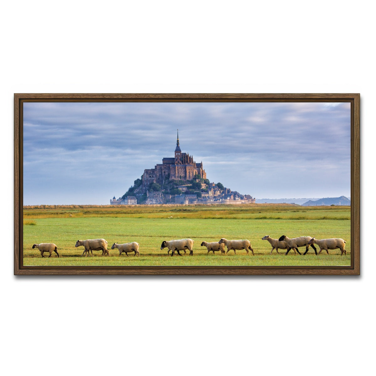 AUTO-MOCKUP WHITE | Mont Saint Michel Abbey | 1 Piece | Walnut Framed Canvas | group=2x1