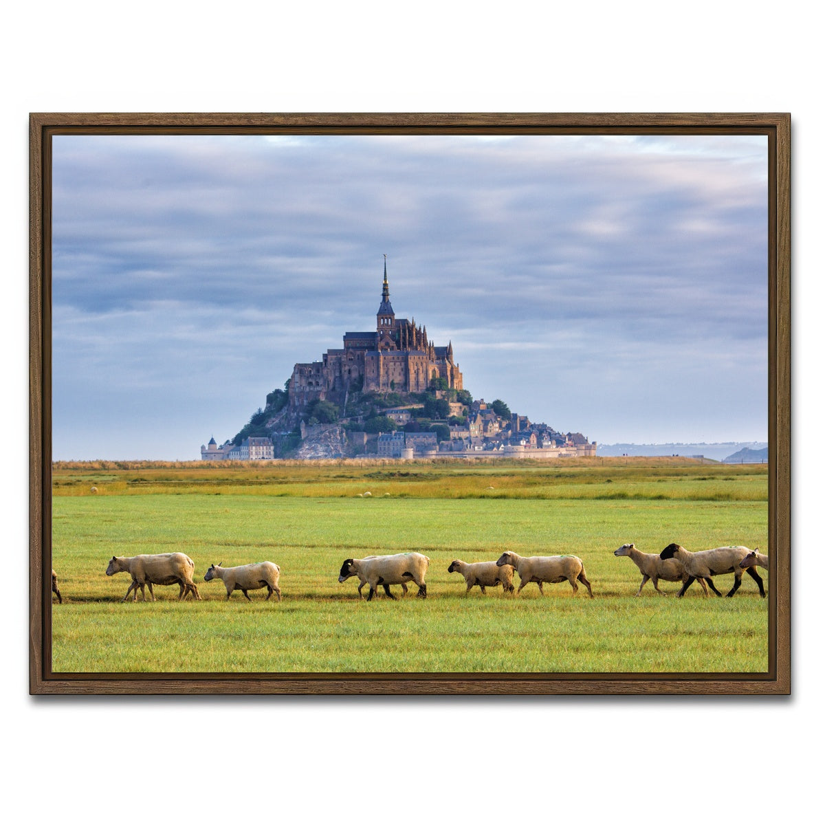 AUTO-MOCKUP WHITE | Mont Saint Michel Abbey | 1 Piece | Walnut Framed Canvas | group=4x3