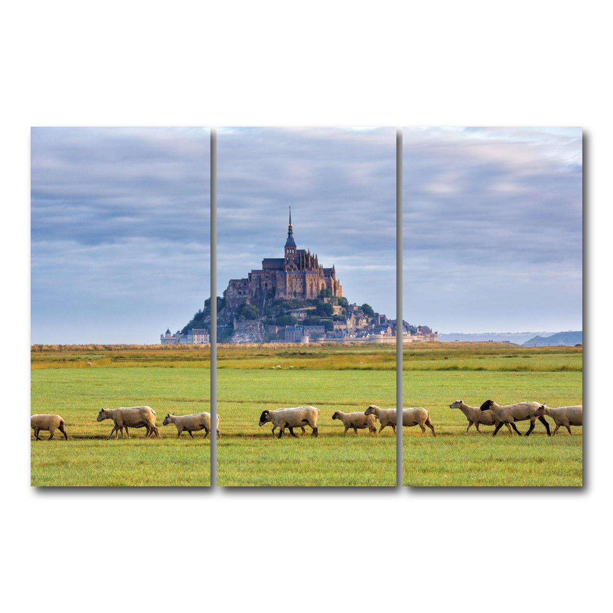 AUTO-MOCKUP WHITE | Mont Saint Michel Abbey | 3 Piece | Gallery Wrap Canvas | group=12x24