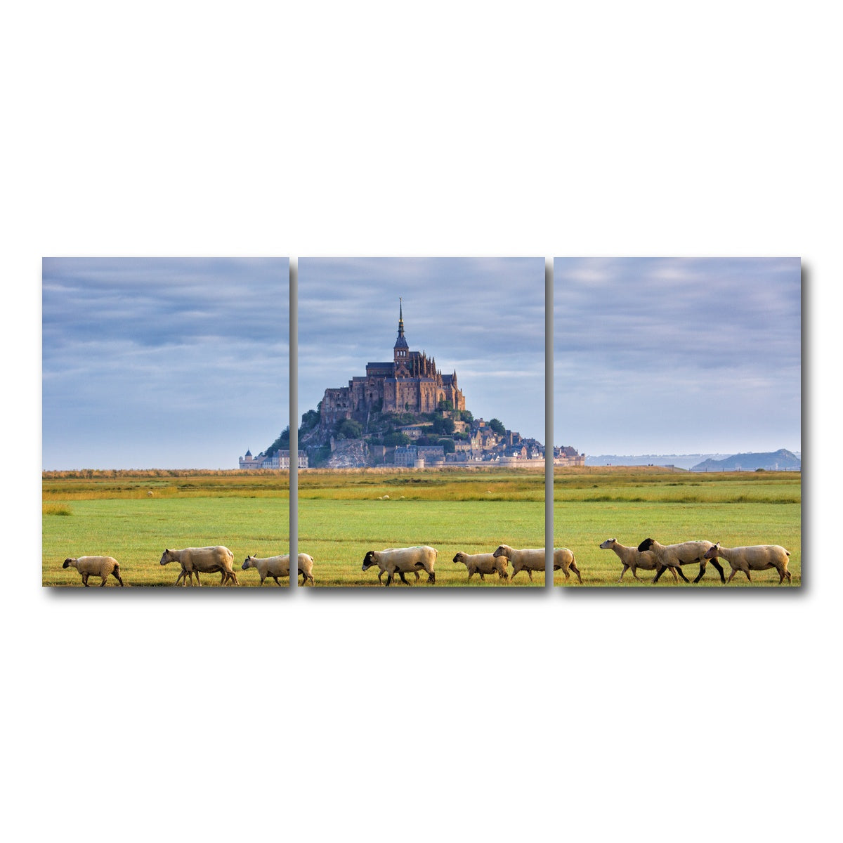 AUTO-MOCKUP WHITE | Mont Saint Michel Abbey | 3 Piece | Gallery Wrap Canvas | group=18x24
