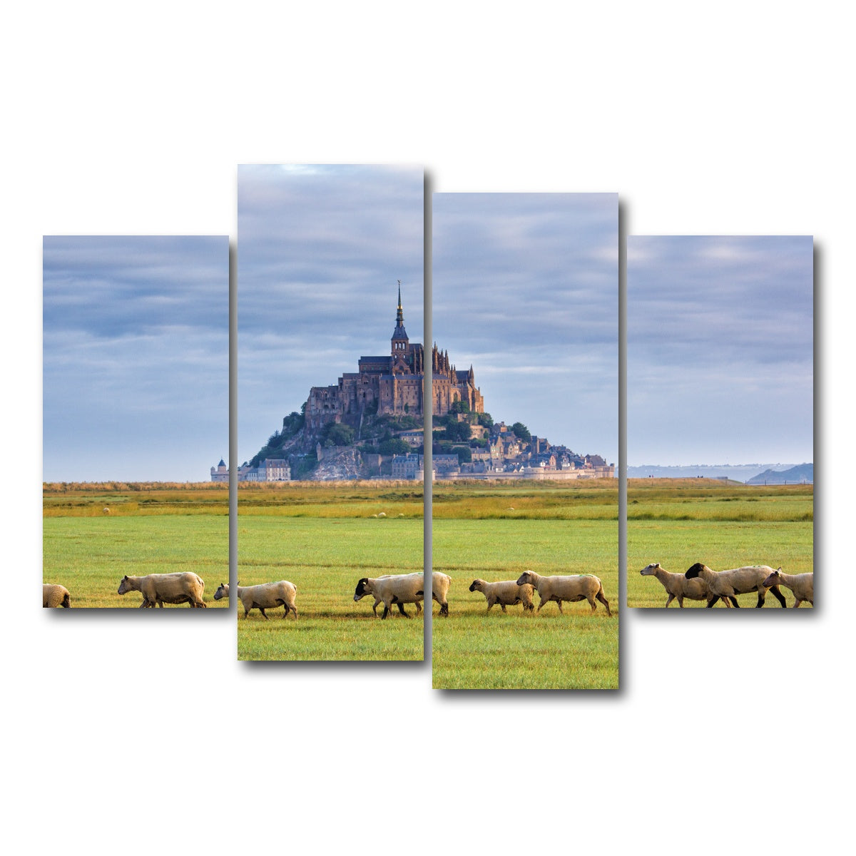 AUTO-MOCKUP WHITE | Mont Saint Michel Abbey | 4 Piece | Gallery Wrap Canvas | group=4_short