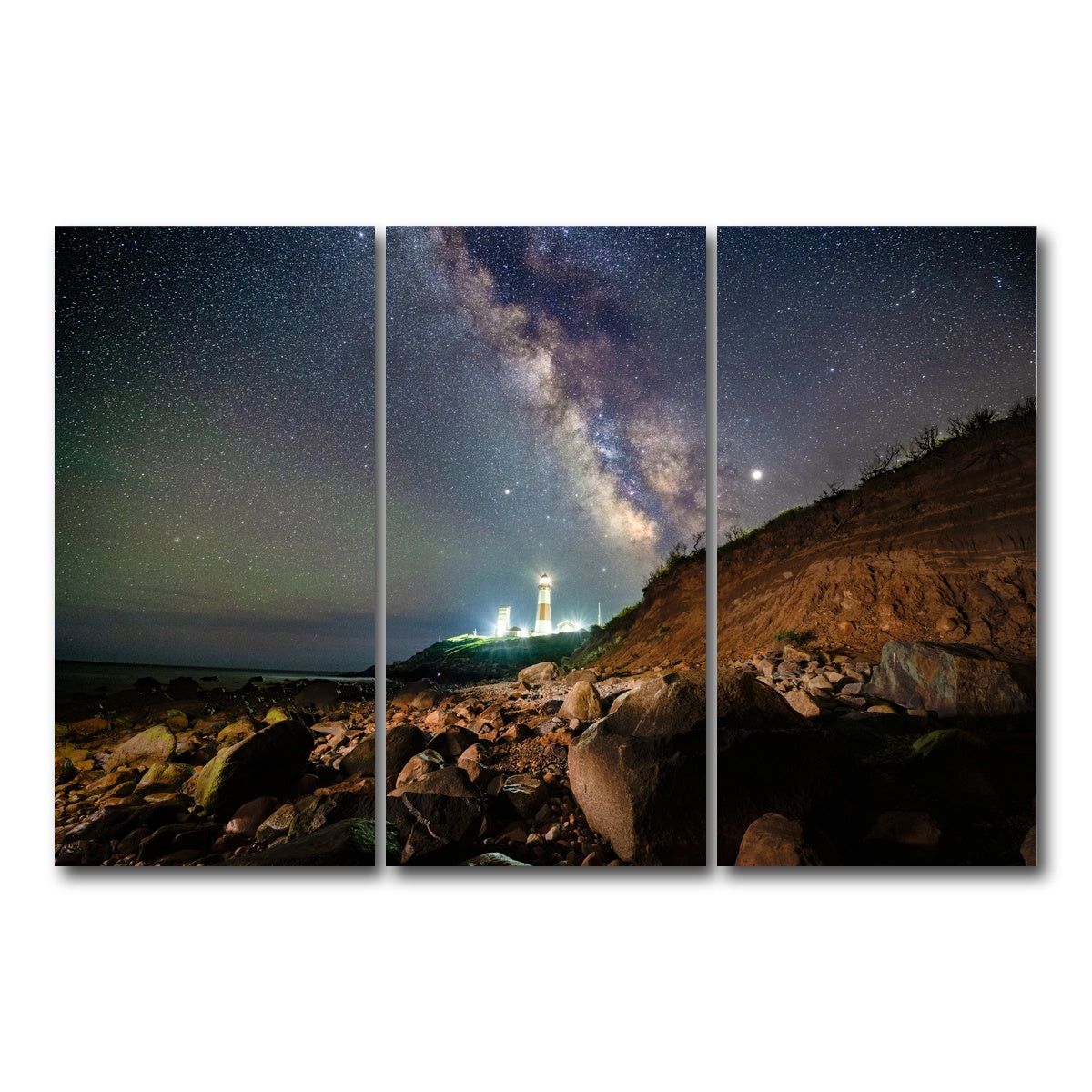 AUTO-MOCKUP WHITE | Montauk Landscape | 3 Piece | Gallery Wrap Canvas | group=12x24