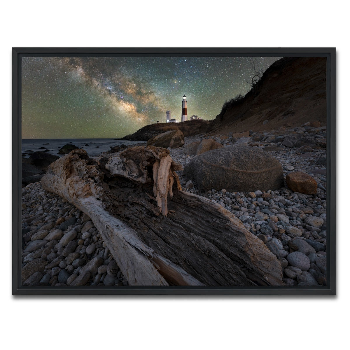AUTO-MOCKUP WHITE | Montauk NY Driftwood Beach | 1 Piece | Black Framed Canvas | group=4x3