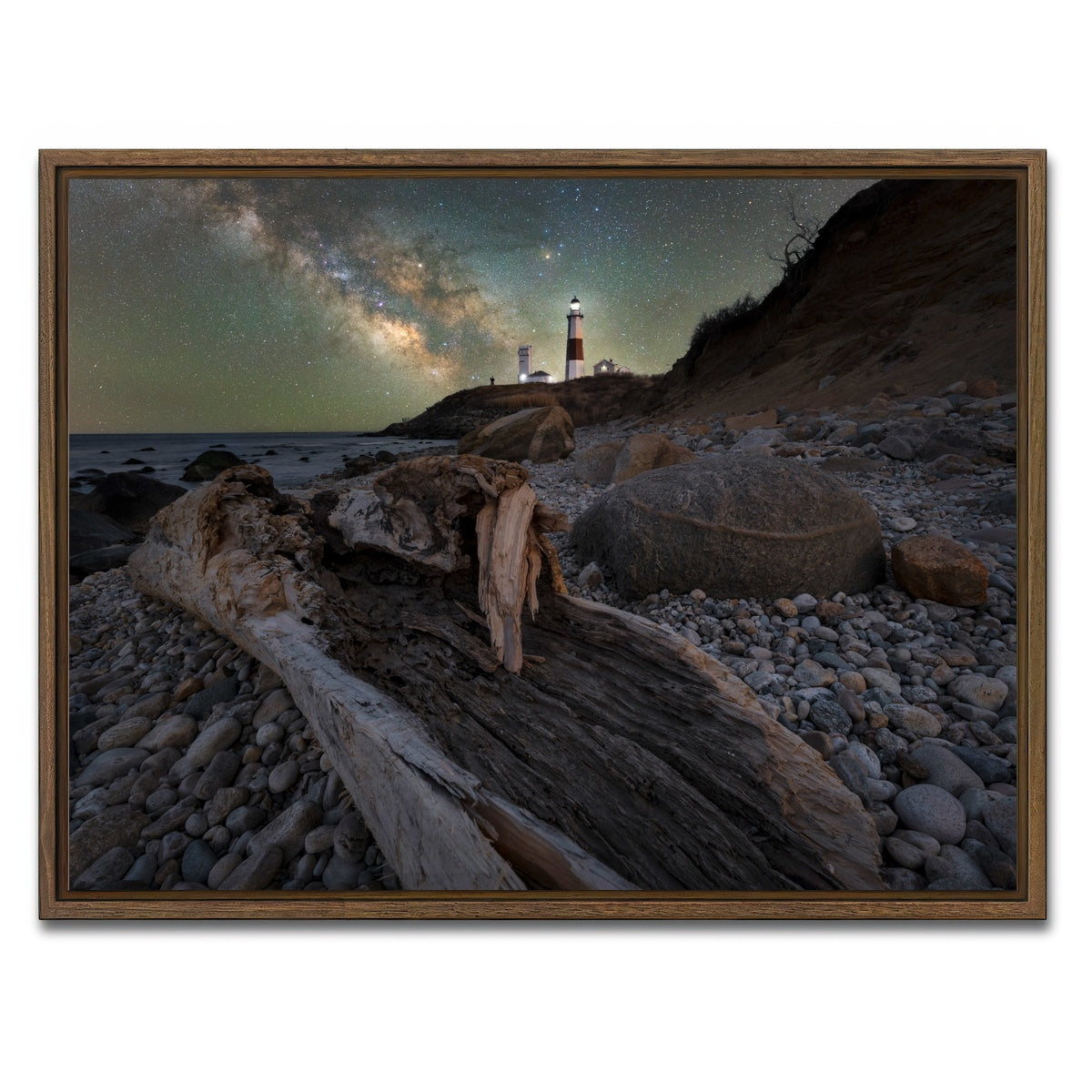AUTO-MOCKUP WHITE | Montauk NY Driftwood Beach | 1 Piece | Walnut Framed Canvas | group=4x3