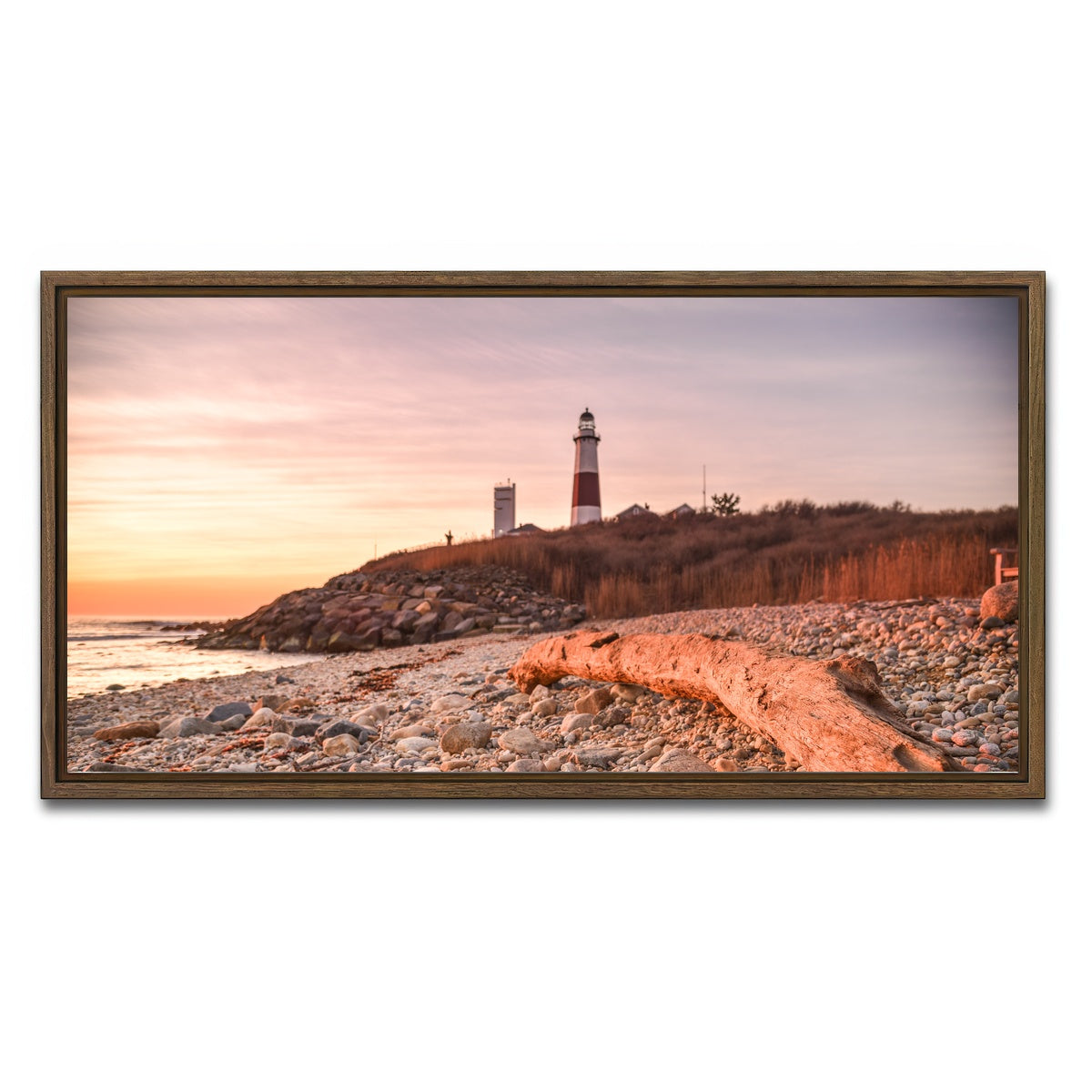 AUTO-MOCKUP WHITE | Montauk Point Lighthouse | 1 Piece | Walnut Framed Canvas | group=2x1