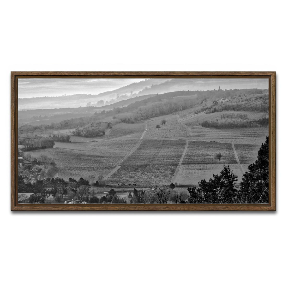 AUTO-MOCKUP WHITE | Moody Hills | 1 Piece | Walnut Framed Canvas | group=2x1