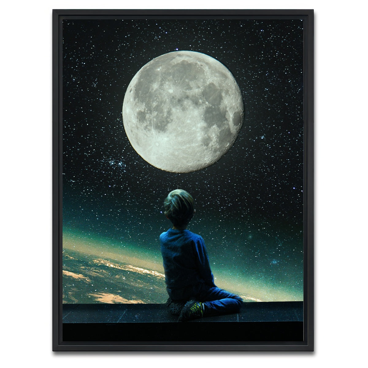 AUTO-MOCKUP WHITE | Moon Boy Bocah | 1 Piece | Black Framed Canvas | group=3x4
