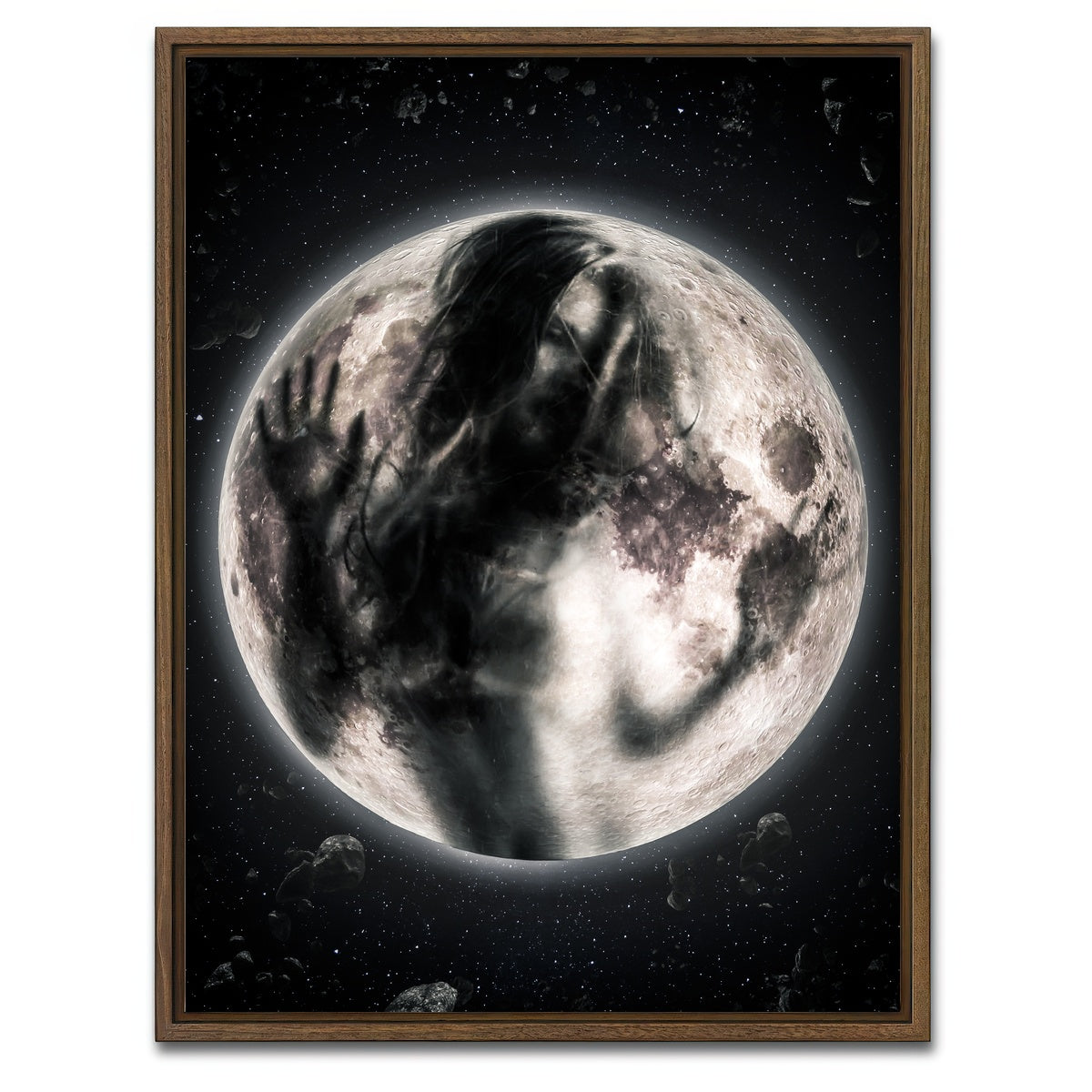 AUTO-MOCKUP WHITE | Moon Girl | 1 Piece | Walnut Framed Canvas | group=3x4