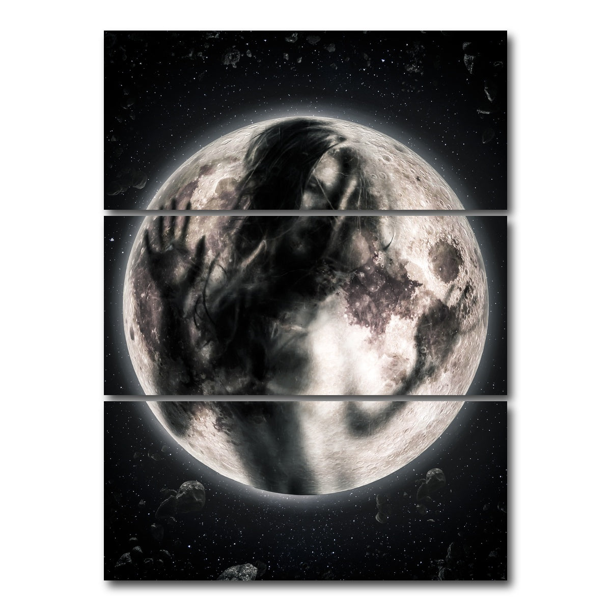 AUTO-MOCKUP WHITE | Moon Girl | 3 Piece | Gallery Wrap Canvas | group=8x18_stacked