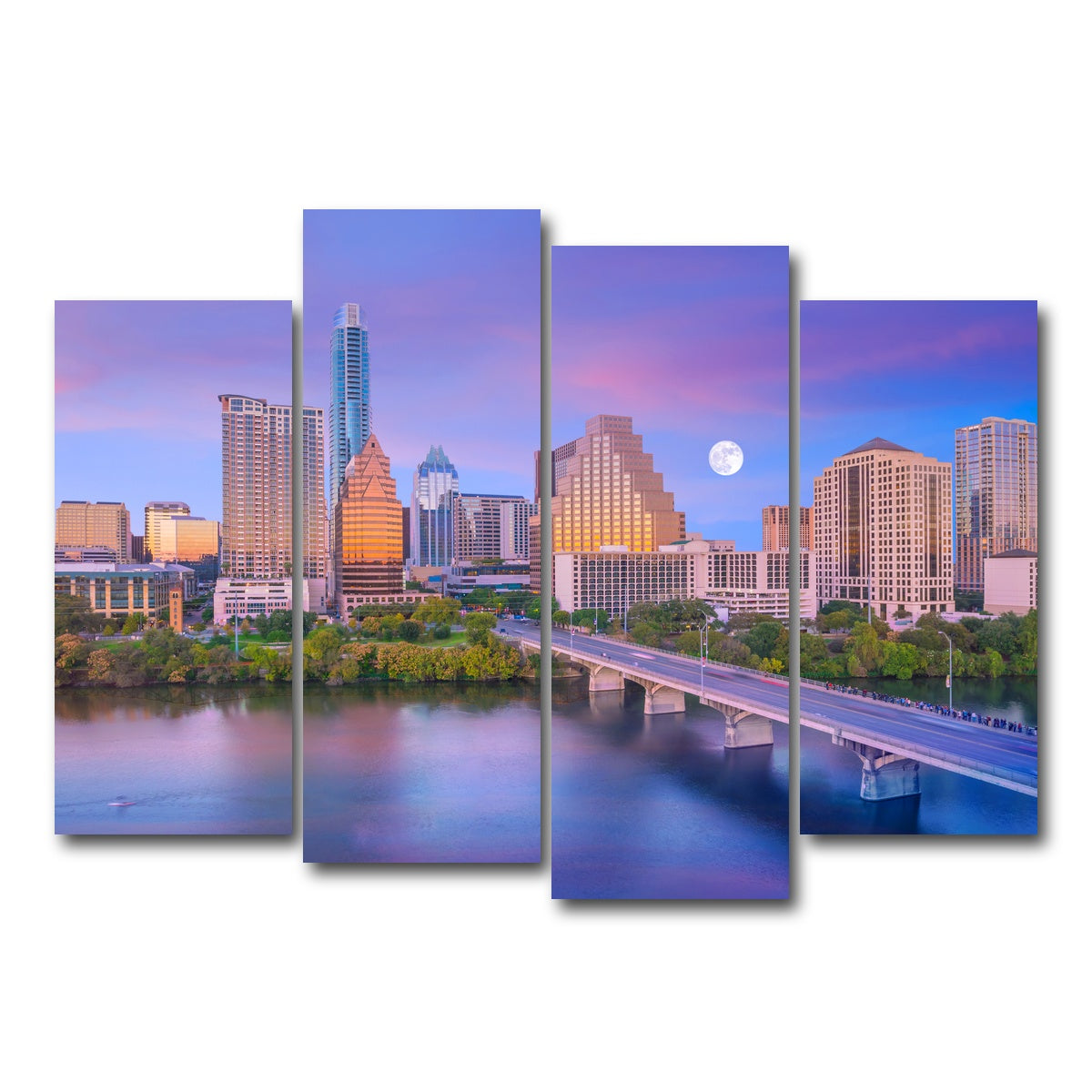 AUTO-MOCKUP WHITE | Moon Over Austin | 4 Piece | Gallery Wrap Canvas | group=4_normal