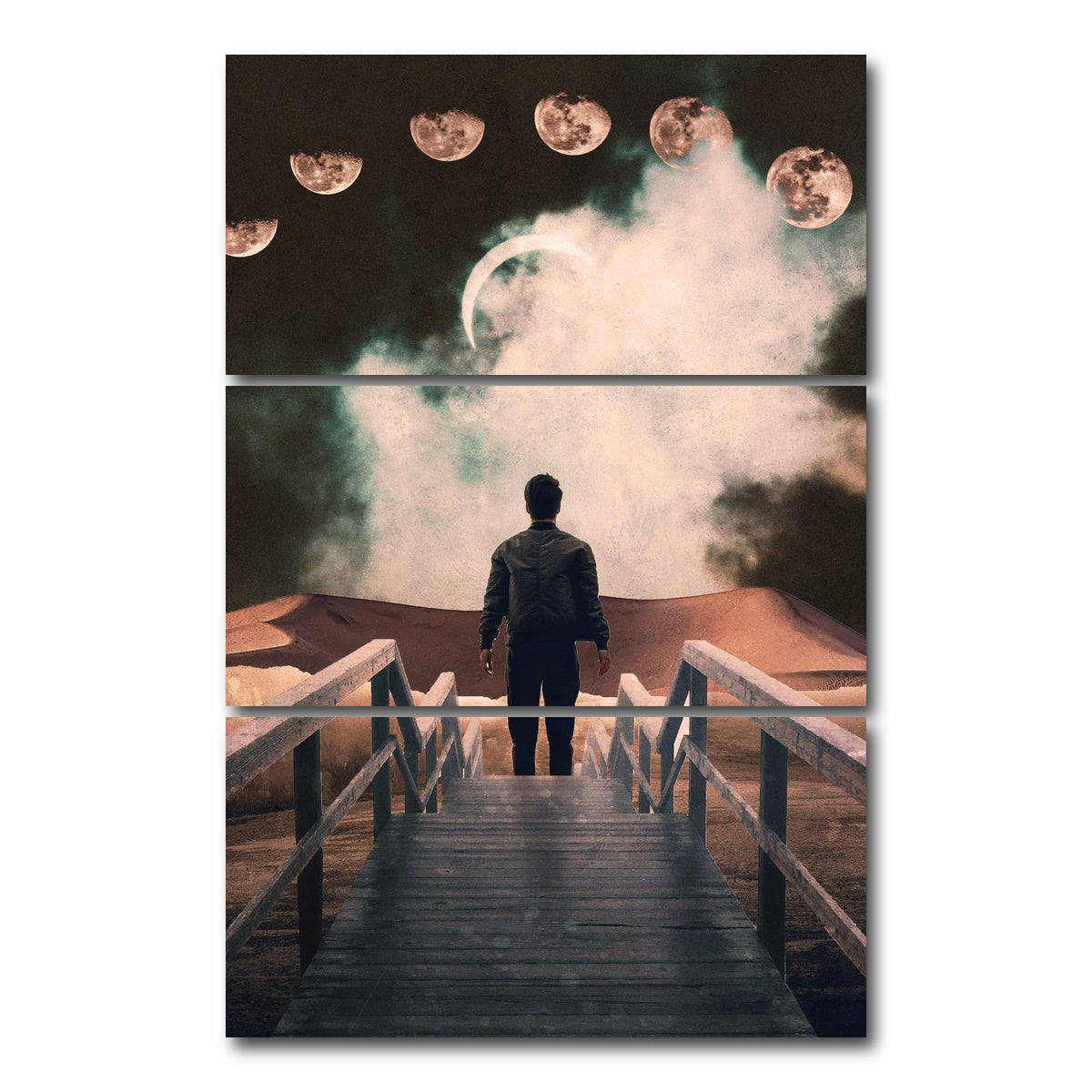 AUTO-MOCKUP WHITE | Moon Way Bridge | 3 Piece | Gallery Wrap Canvas | group=12x24_stacked