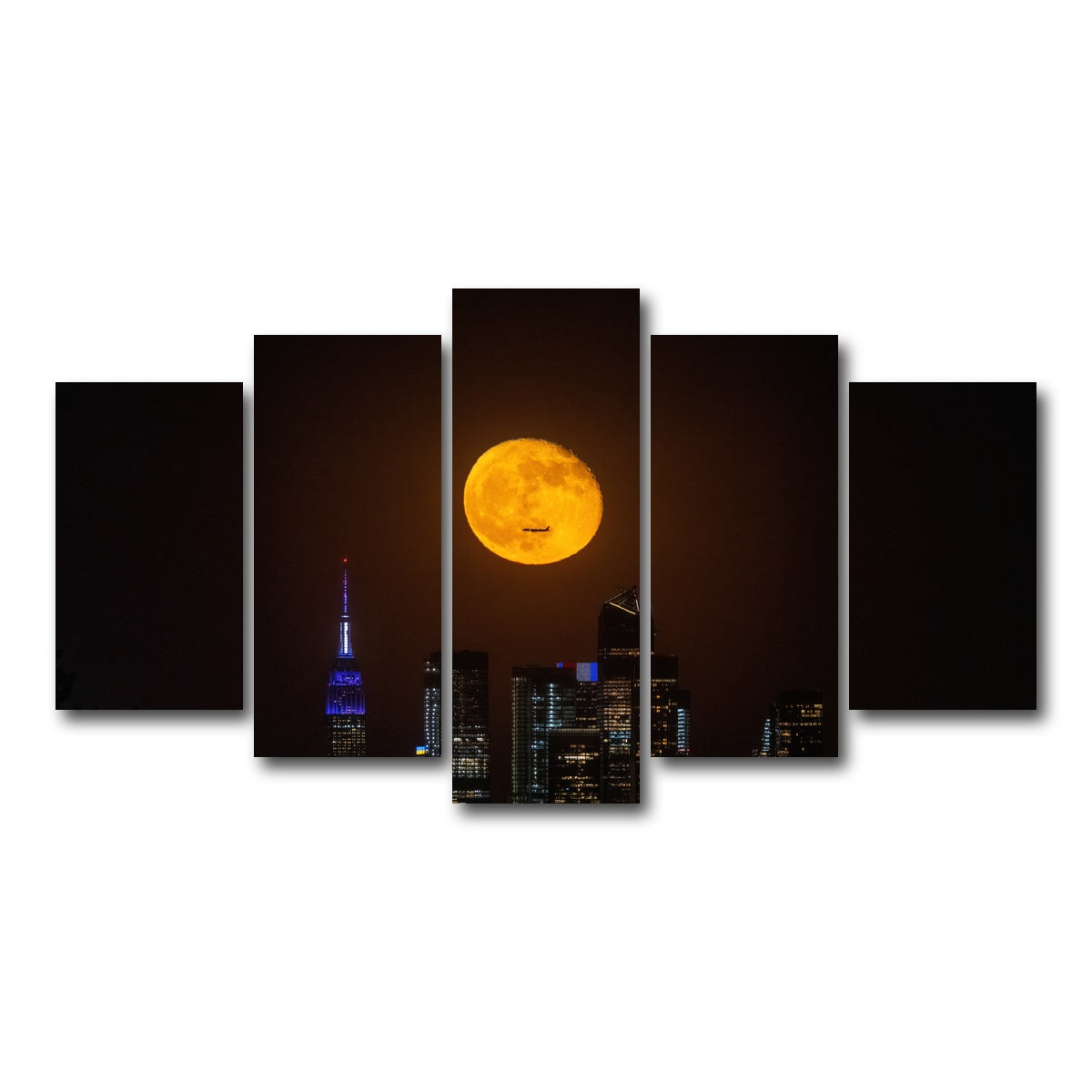 AUTO-MOCKUP WHITE | Moon and NYC | 5 Piece | Gallery Wrap Canvas | group=5_normal