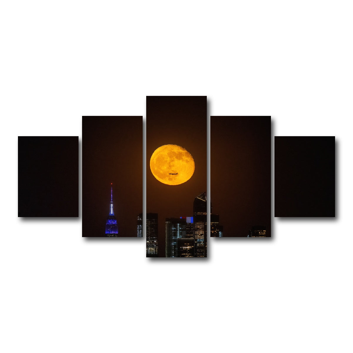 AUTO-MOCKUP WHITE | Moon and NYC | 5 Piece | Gallery Wrap Canvas | group=5_short