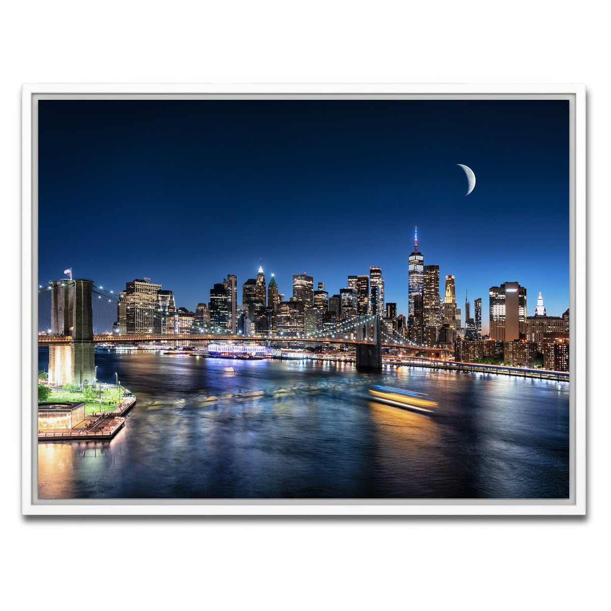 AUTO-MOCKUP WHITE | Moonrise In New York | 1 Piece | White Framed Canvas | group=4x3