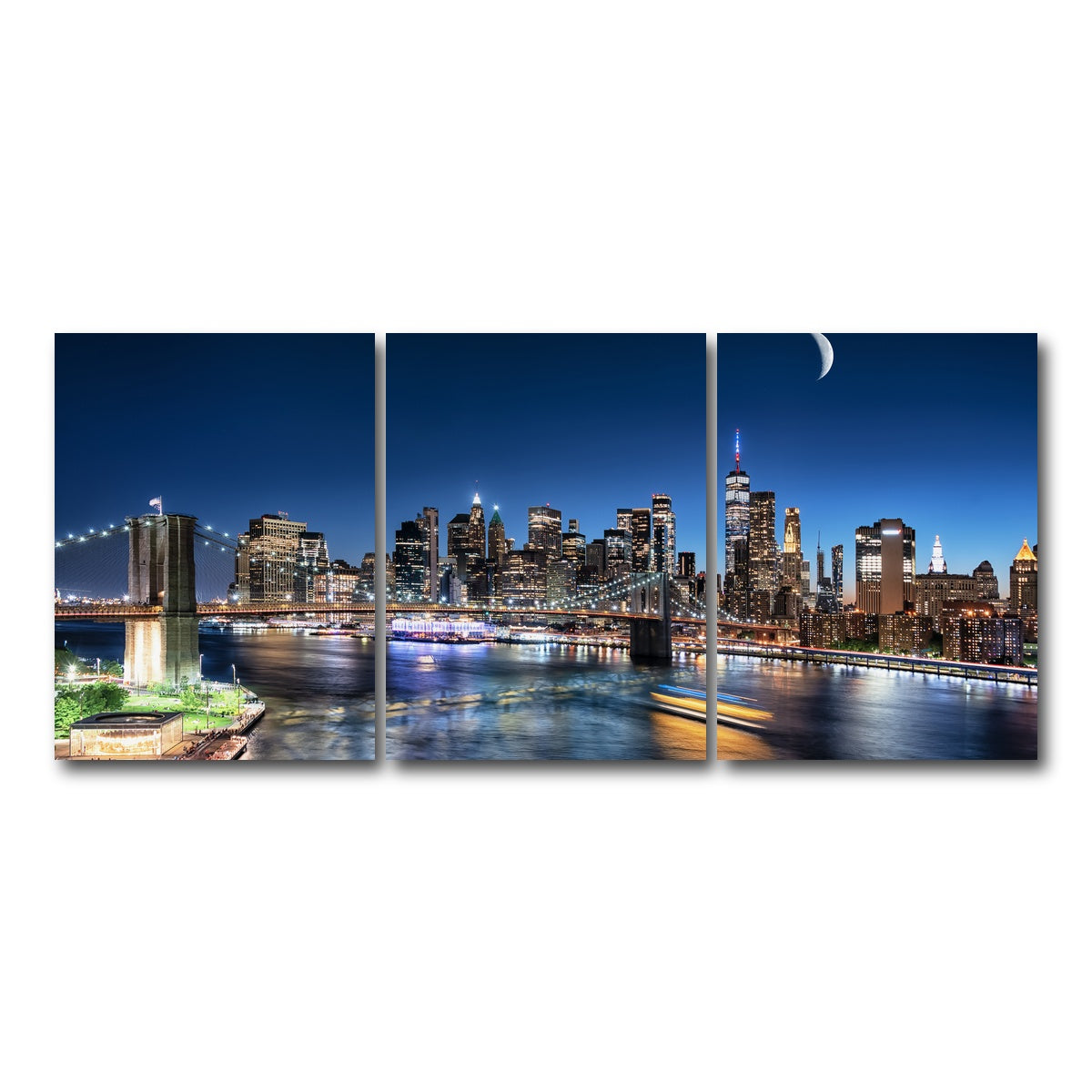 AUTO-MOCKUP WHITE | Moonrise In New York | 3 Piece | Gallery Wrap Canvas | group=18x24