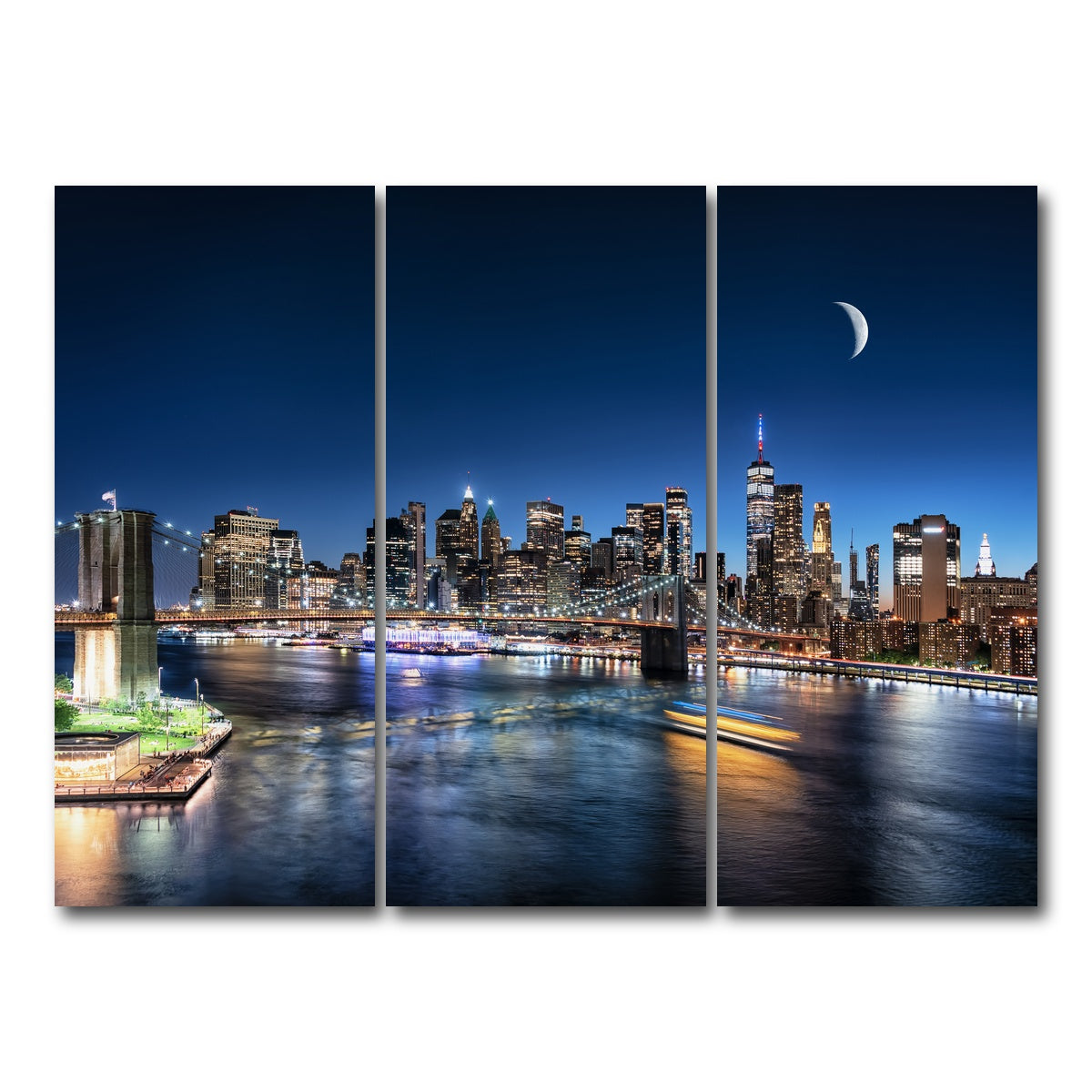 AUTO-MOCKUP WHITE | Moonrise In New York | 3 Piece | Gallery Wrap Canvas | group=8x18