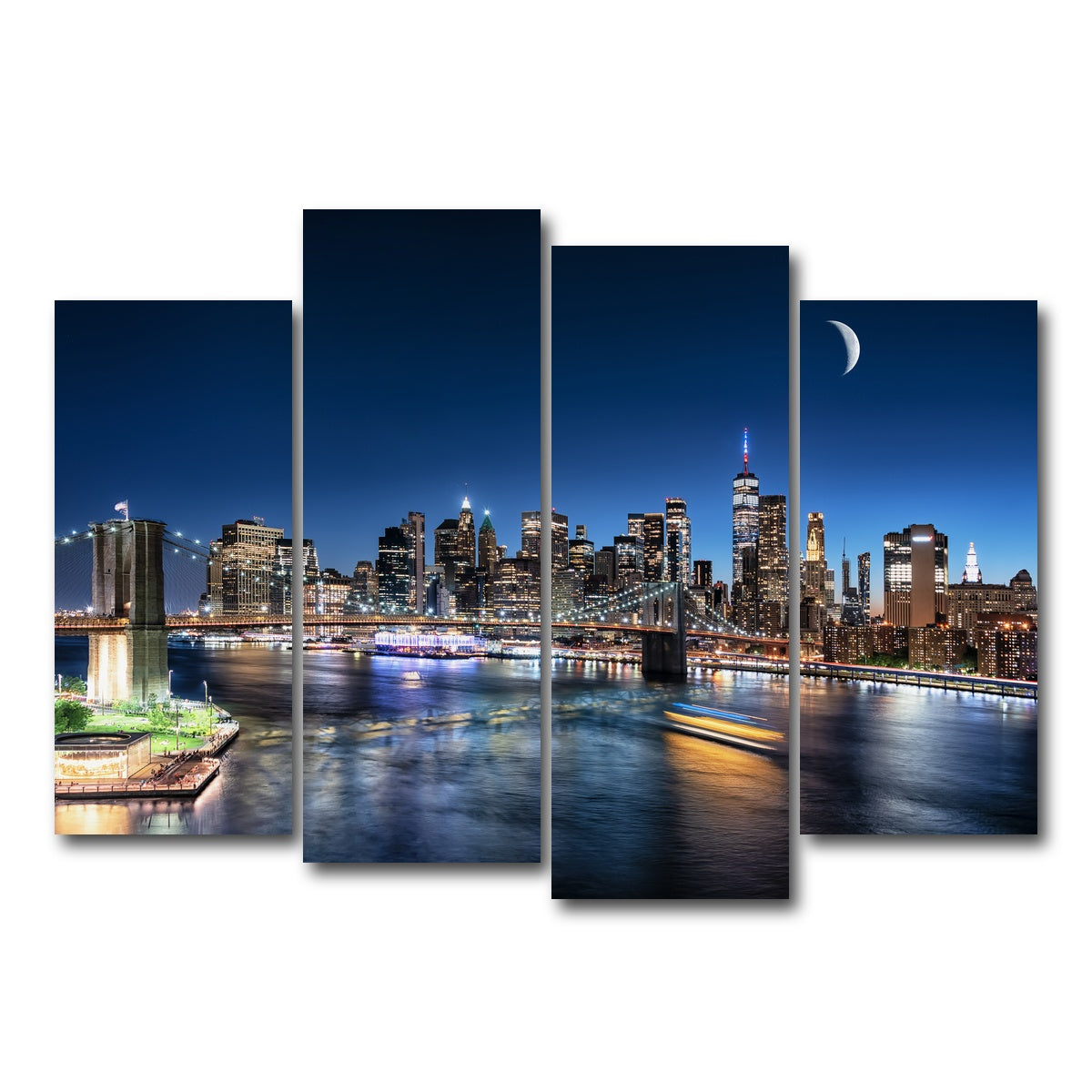 AUTO-MOCKUP WHITE | Moonrise In New York | 4 Piece | Gallery Wrap Canvas | group=4_normal