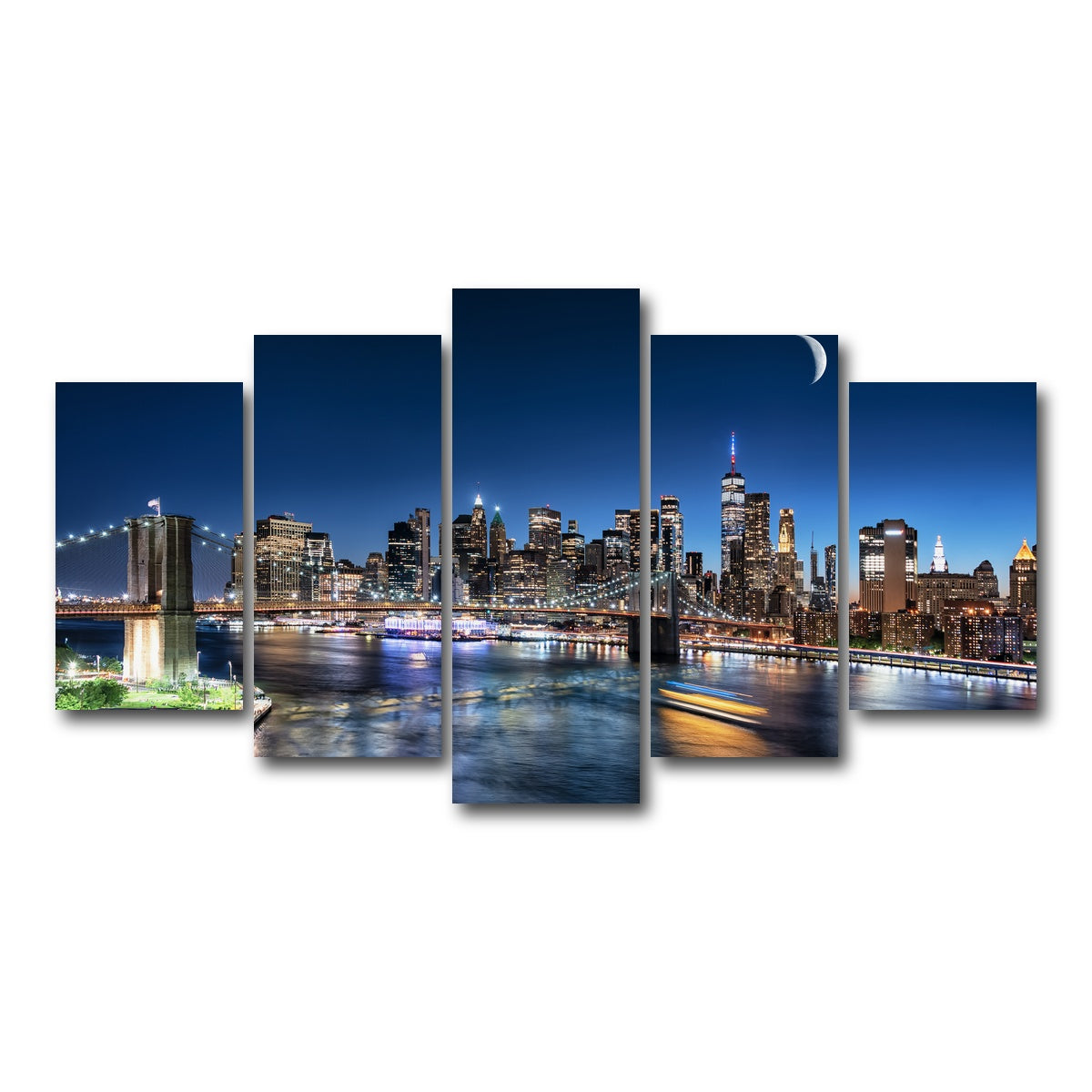AUTO-MOCKUP WHITE | Moonrise In New York | 5 Piece | Gallery Wrap Canvas | group=5_normal