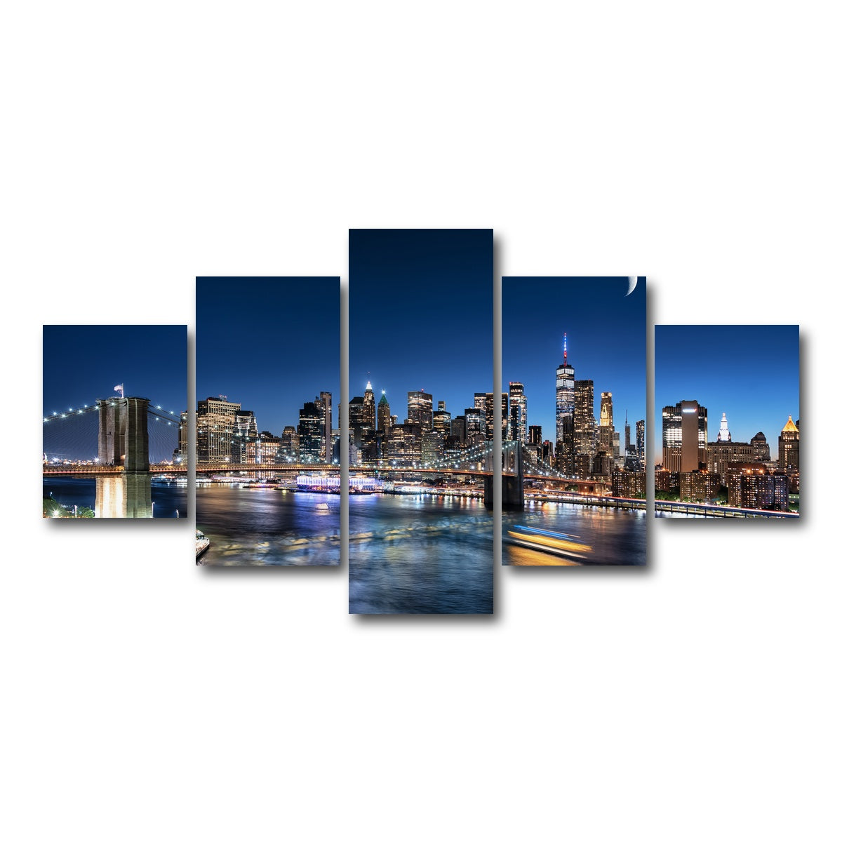 AUTO-MOCKUP WHITE | Moonrise In New York | 5 Piece | Gallery Wrap Canvas | group=5_short