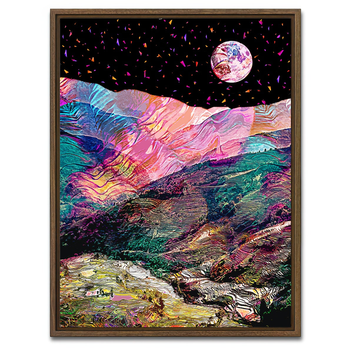 AUTO-MOCKUP WHITE | Moonscape 3 | 1 Piece | Walnut Framed Canvas | group=3x4