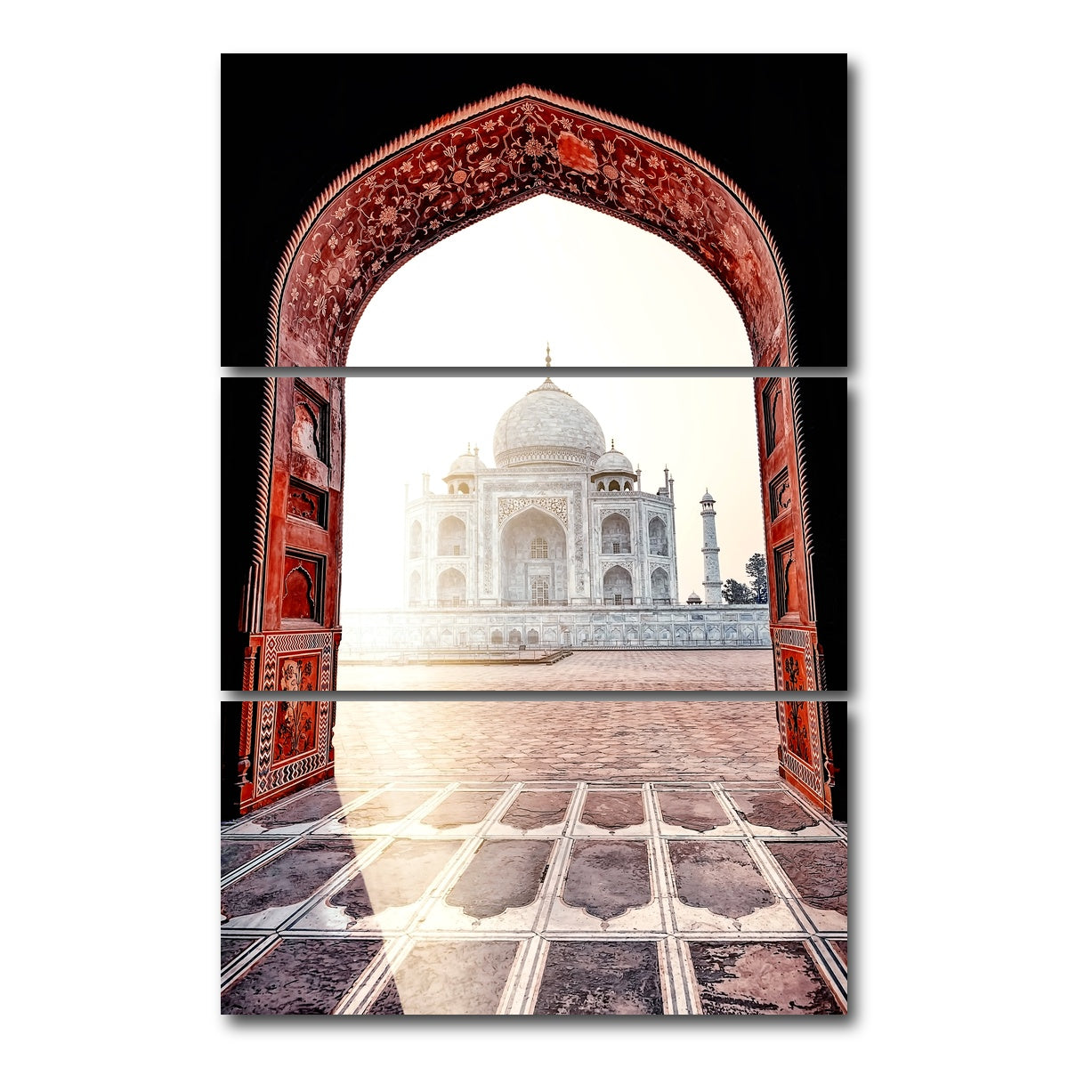 AUTO-MOCKUP WHITE | Morning Light Taj Mahal | 3 Piece | Gallery Wrap Canvas | group=12x24_stacked