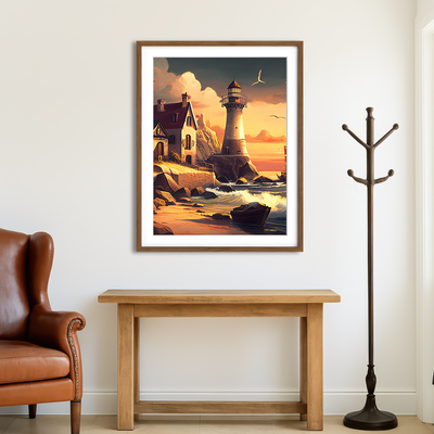 AUTO-MOCKUP ROOM | Morning by the Lighthouse Wall Art